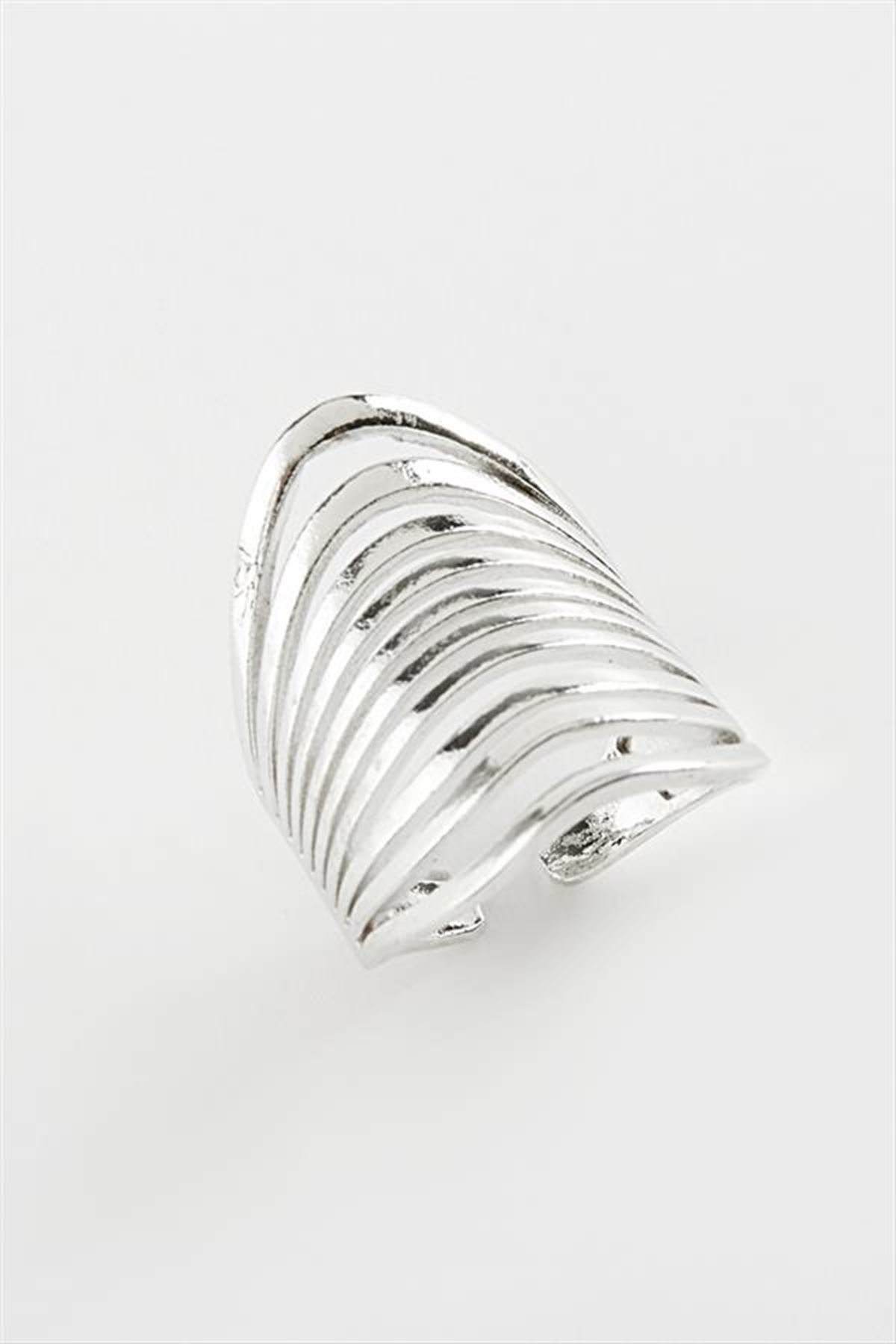 Oval Metal Yüzük - Gümüş Rengi