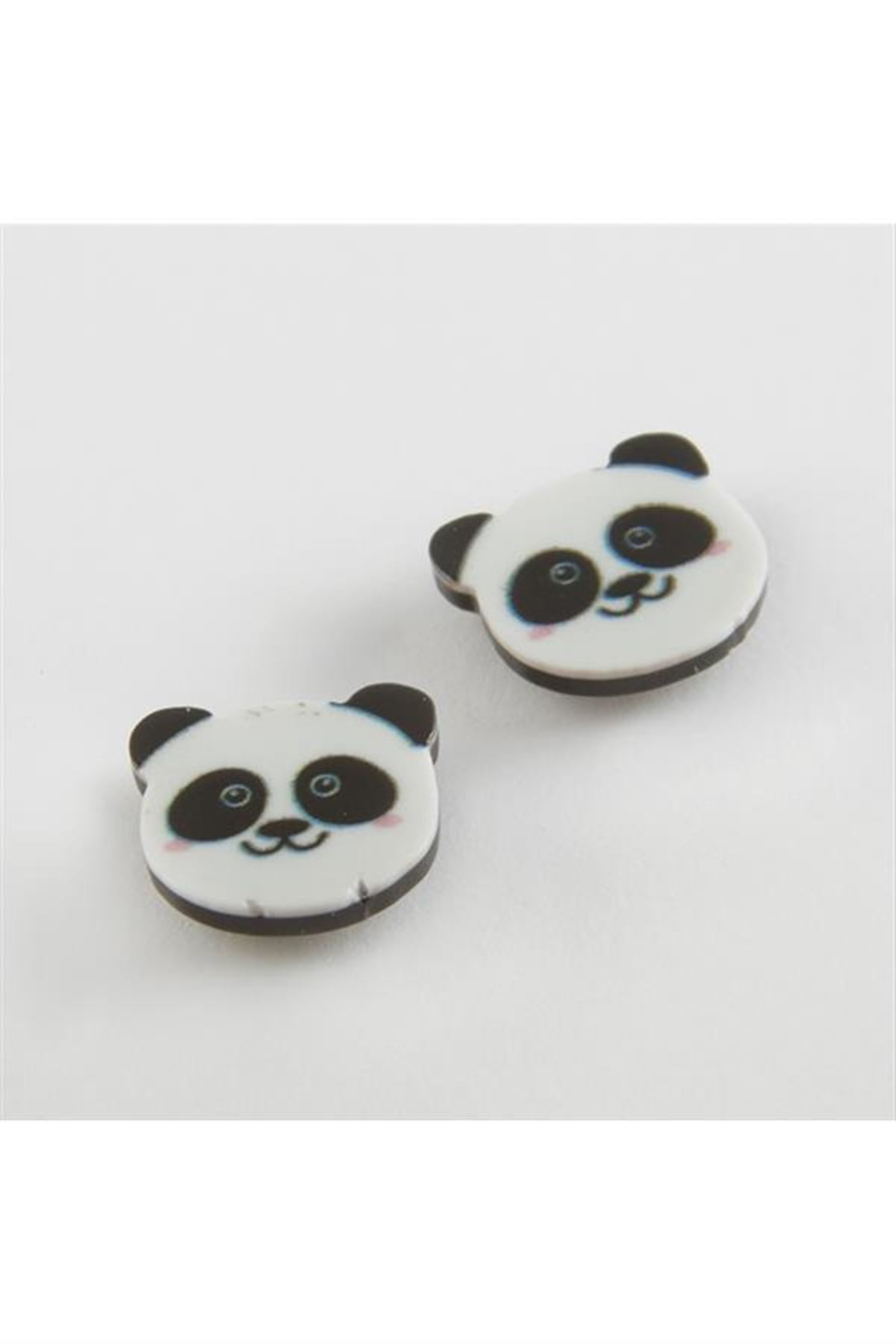 Panda Mıknatıslı Plastik Çocuk Küpesi - Beyaz