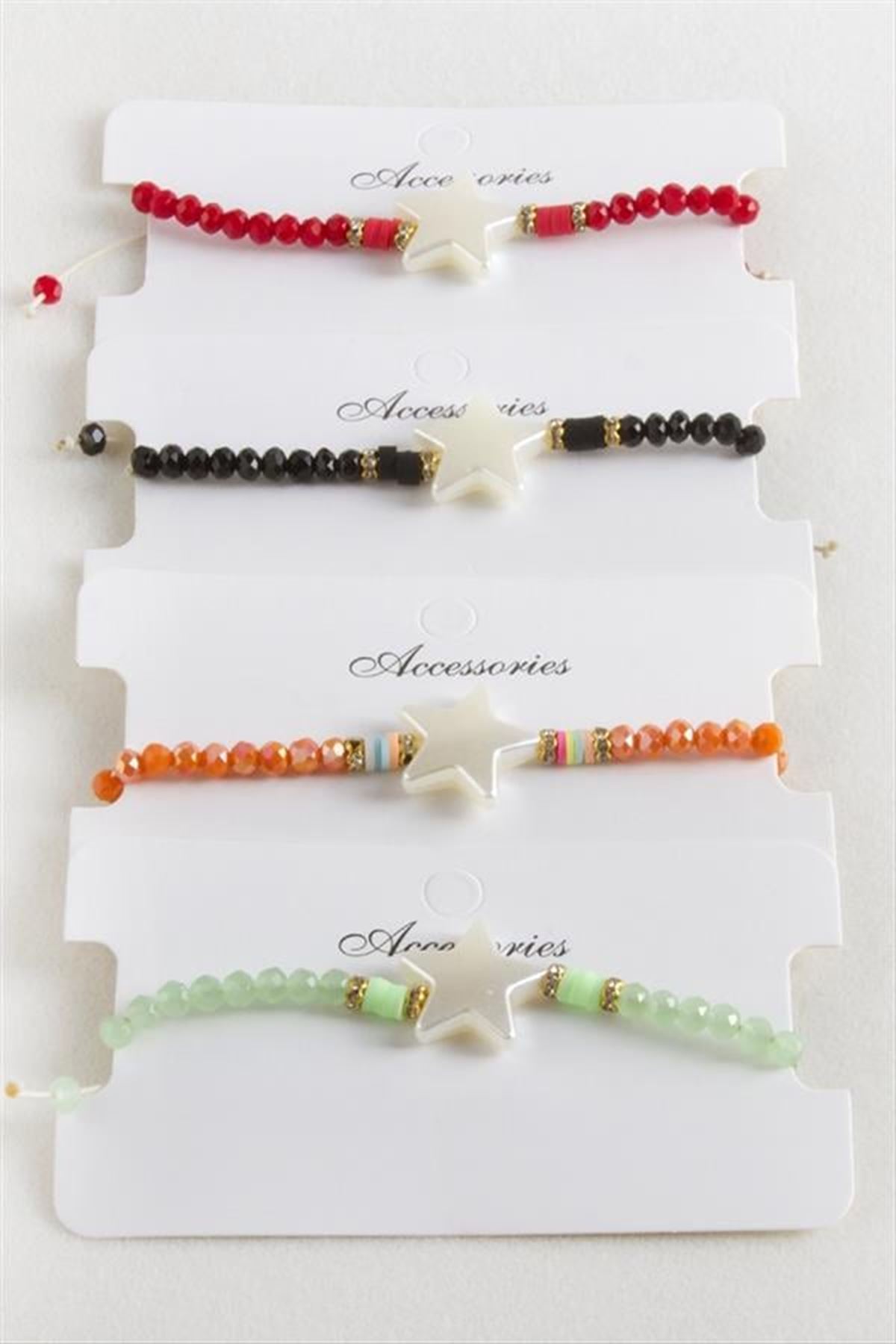 Yıldız İnci Kristal Makrome İp Bileklik - Lila