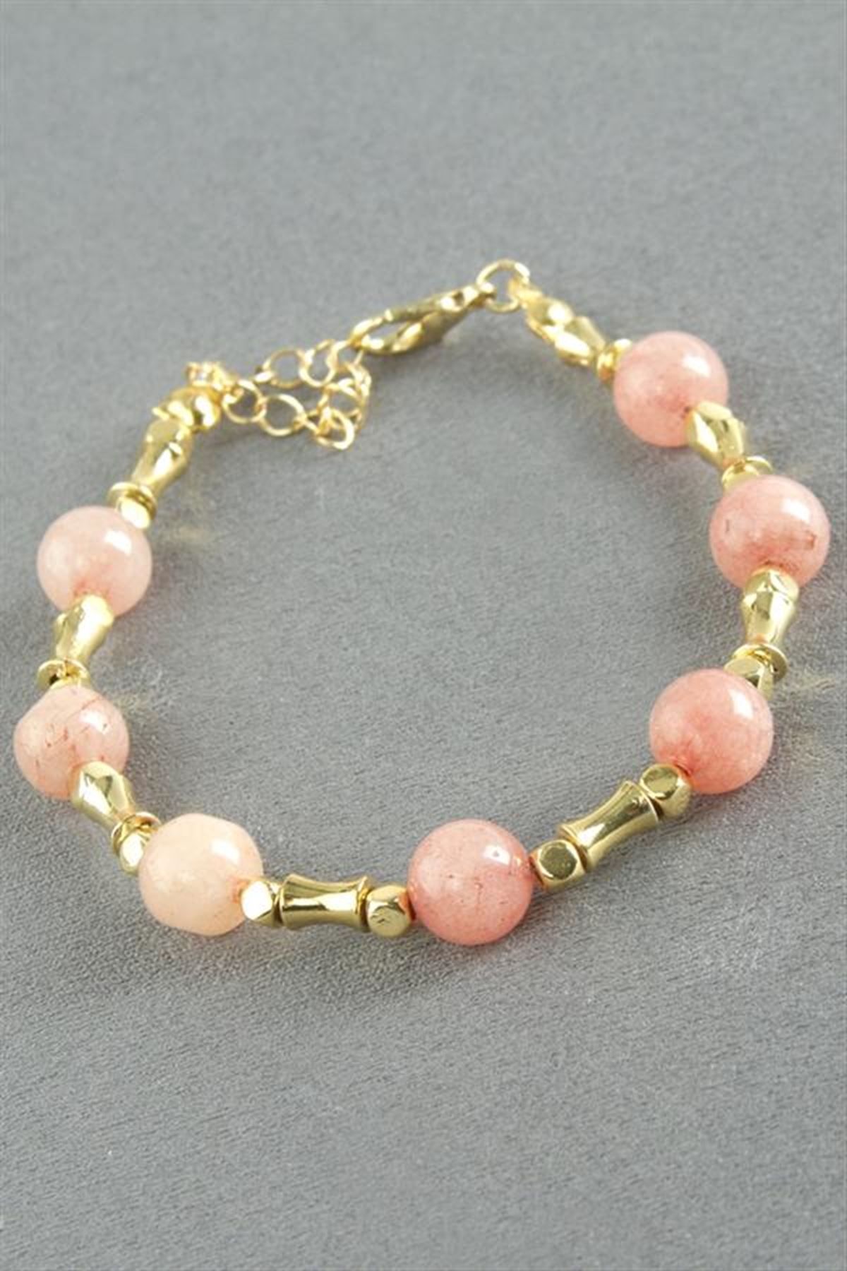 Ceyt Taşlı Metal Bileklik - Pembe