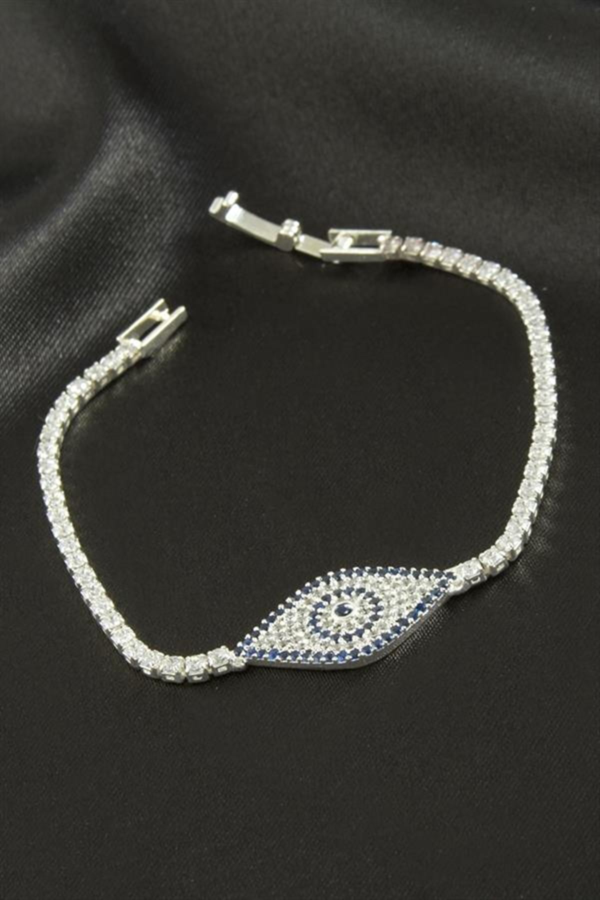 Göz Zirkon Taşlı Çocuk Bileklik 16 cm - Gümüş Rengi