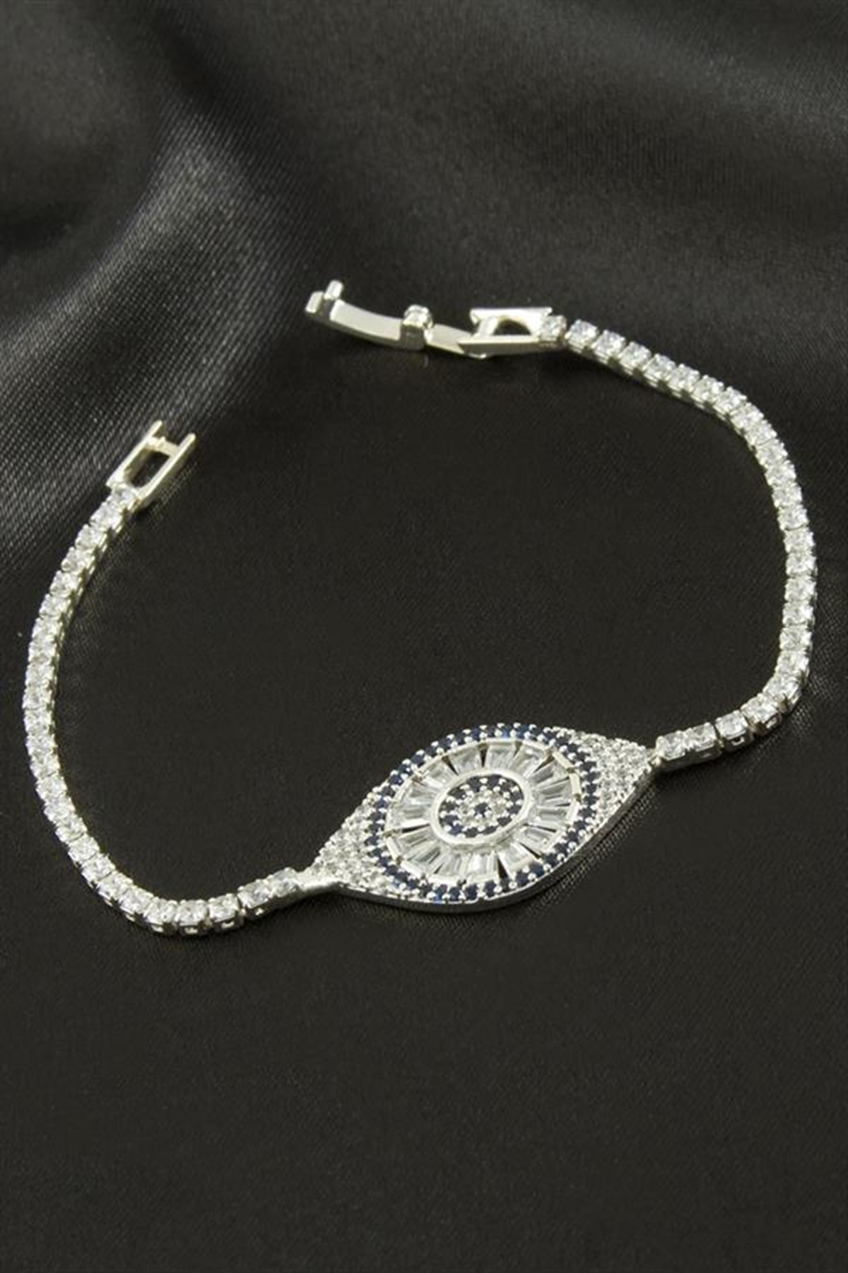 Oval Zirkon Taşlı Çocuk Bileklik 16 cm - Gümüş Rengi