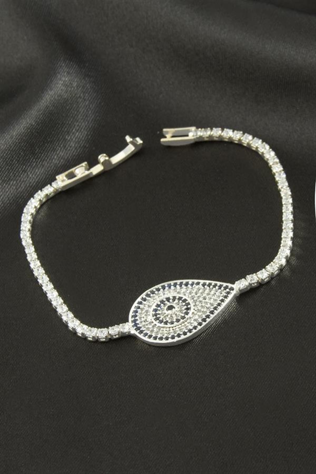 Oval Zirkon Taşlı Çocuk Bileklik 16 cm - Gümüş Rengi
