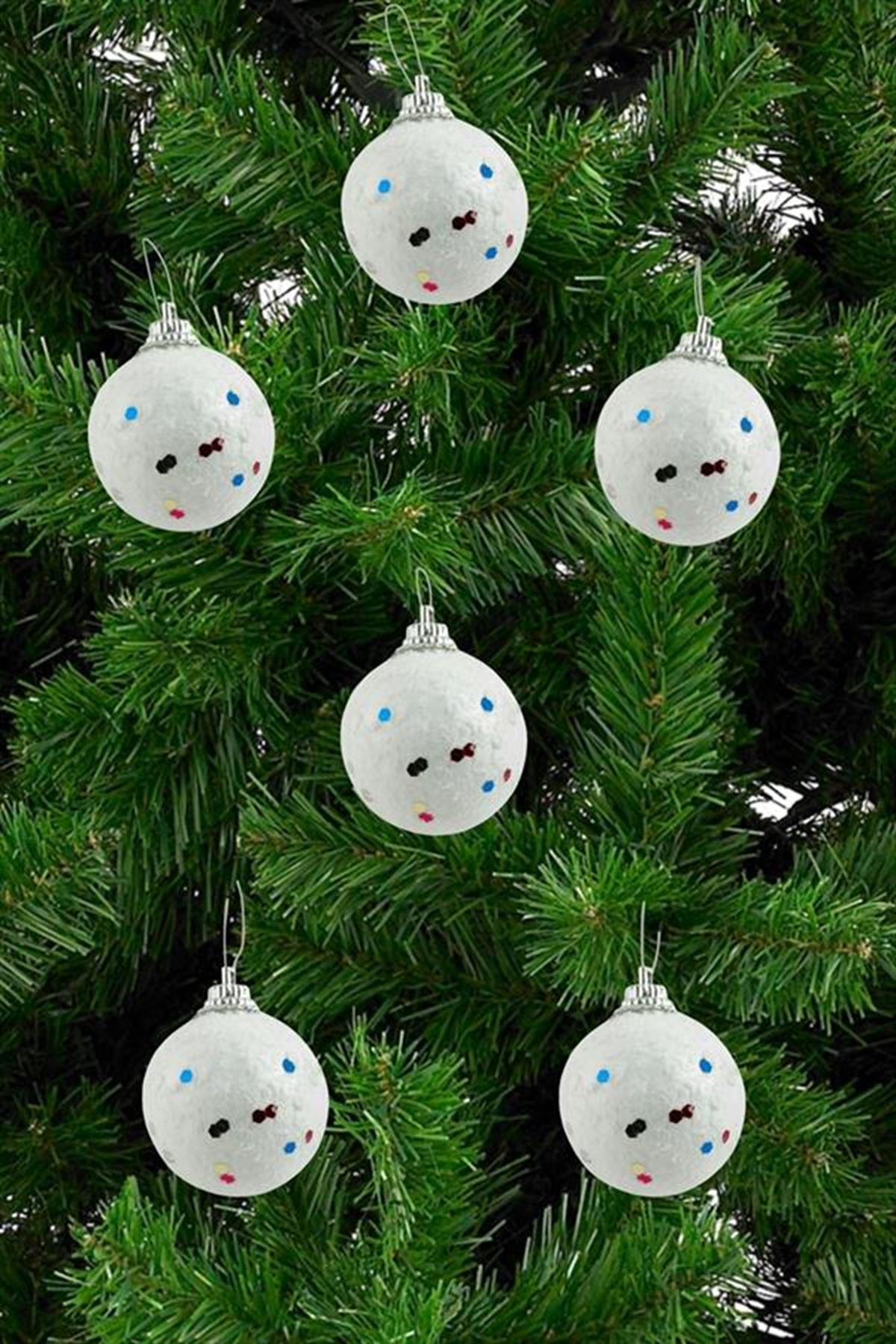 6 Adet Köpük Cici Yılbaşı Ağaç Süsü 4 cm - Beyaz