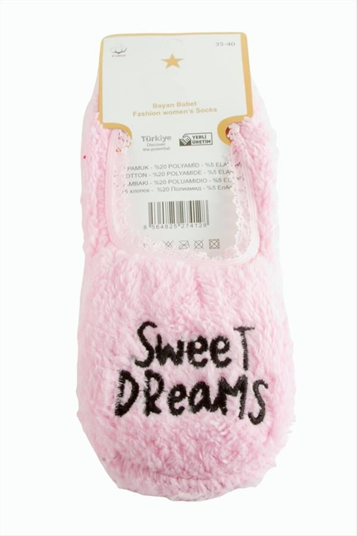 Peluş Polarlı Patik - Pembe