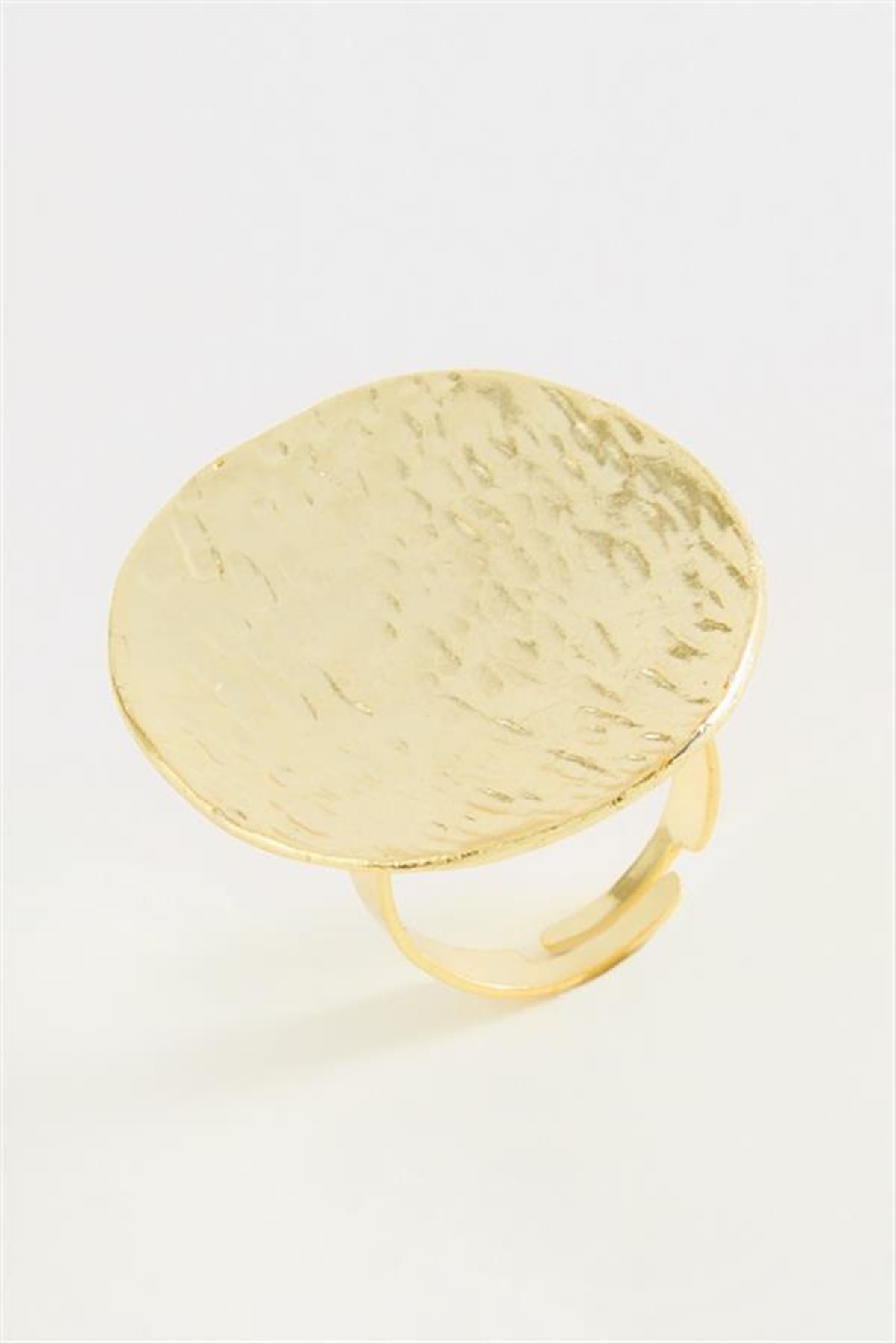 Oval Metal Yüzük - Sarı