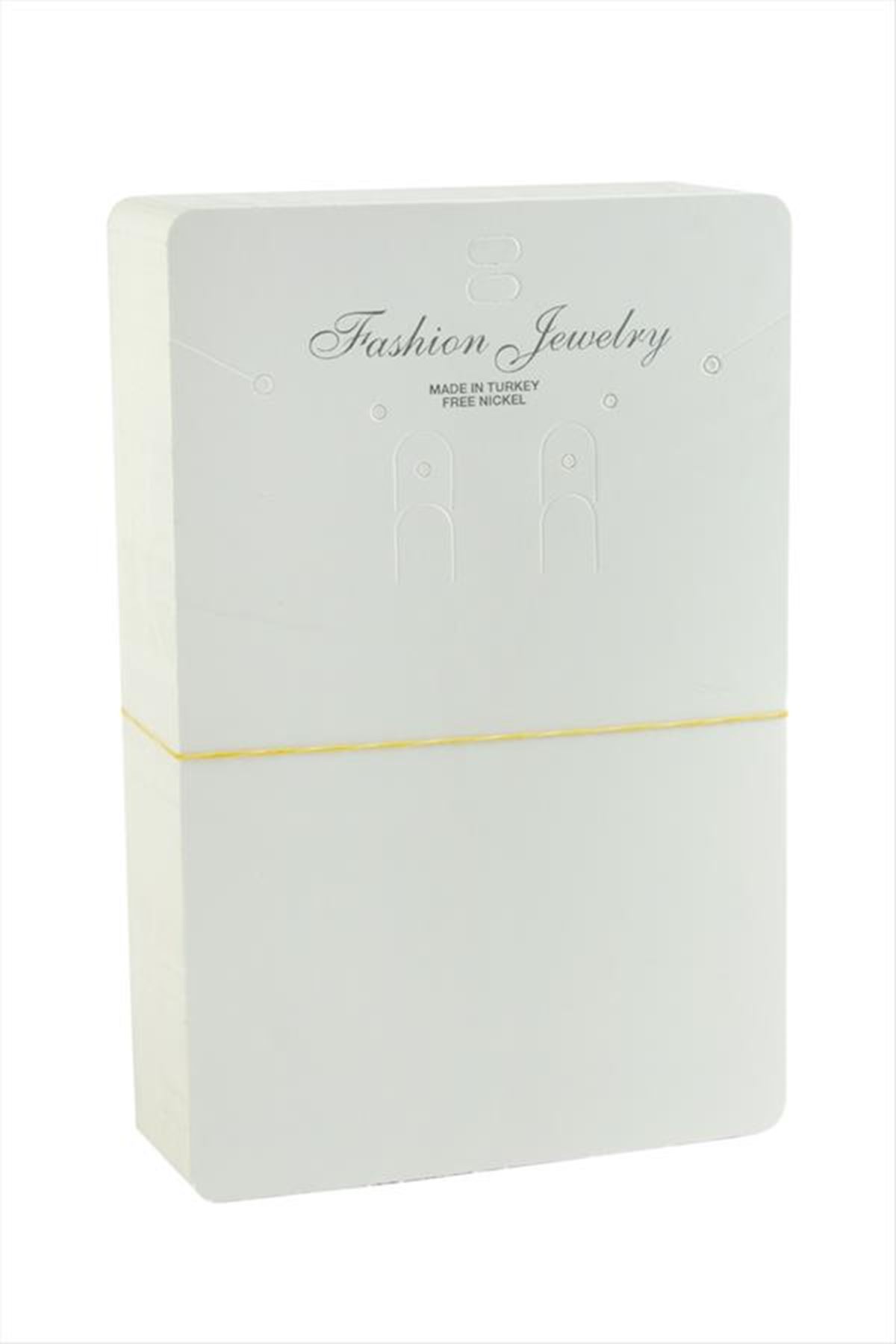 Dikdörtgen Set Kolye Kartı 100 Adet - Beyaz
