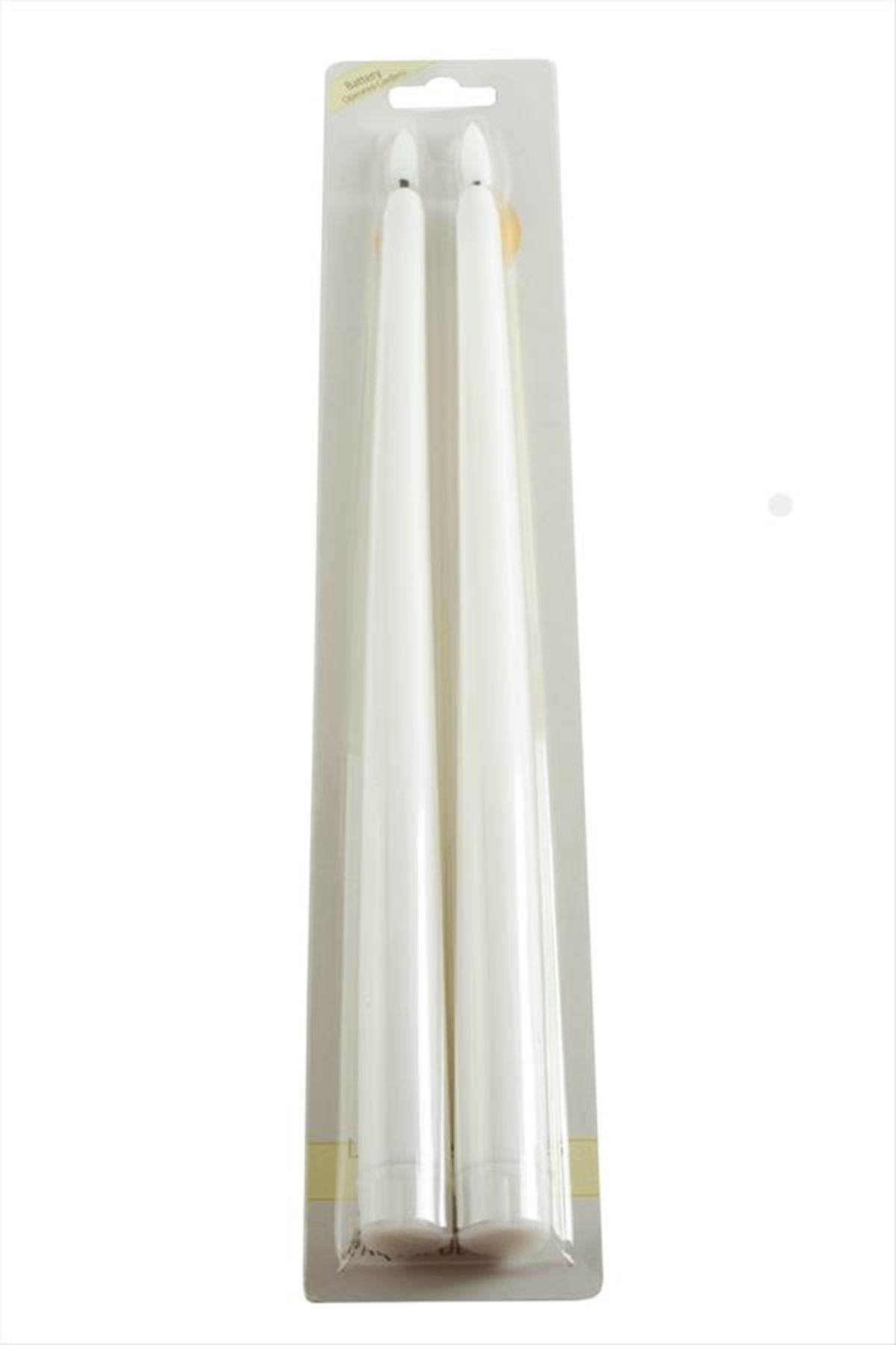 2 Adet Işıklı Şamdan Mum 34 cm - Krem