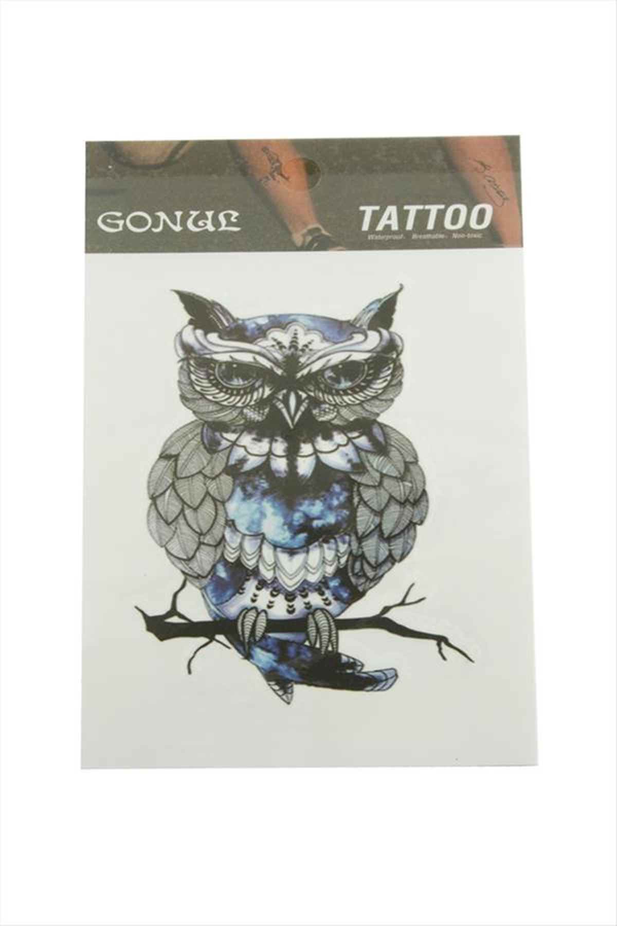 Baykuş Tattoo Dövme Sticker - Beyaz