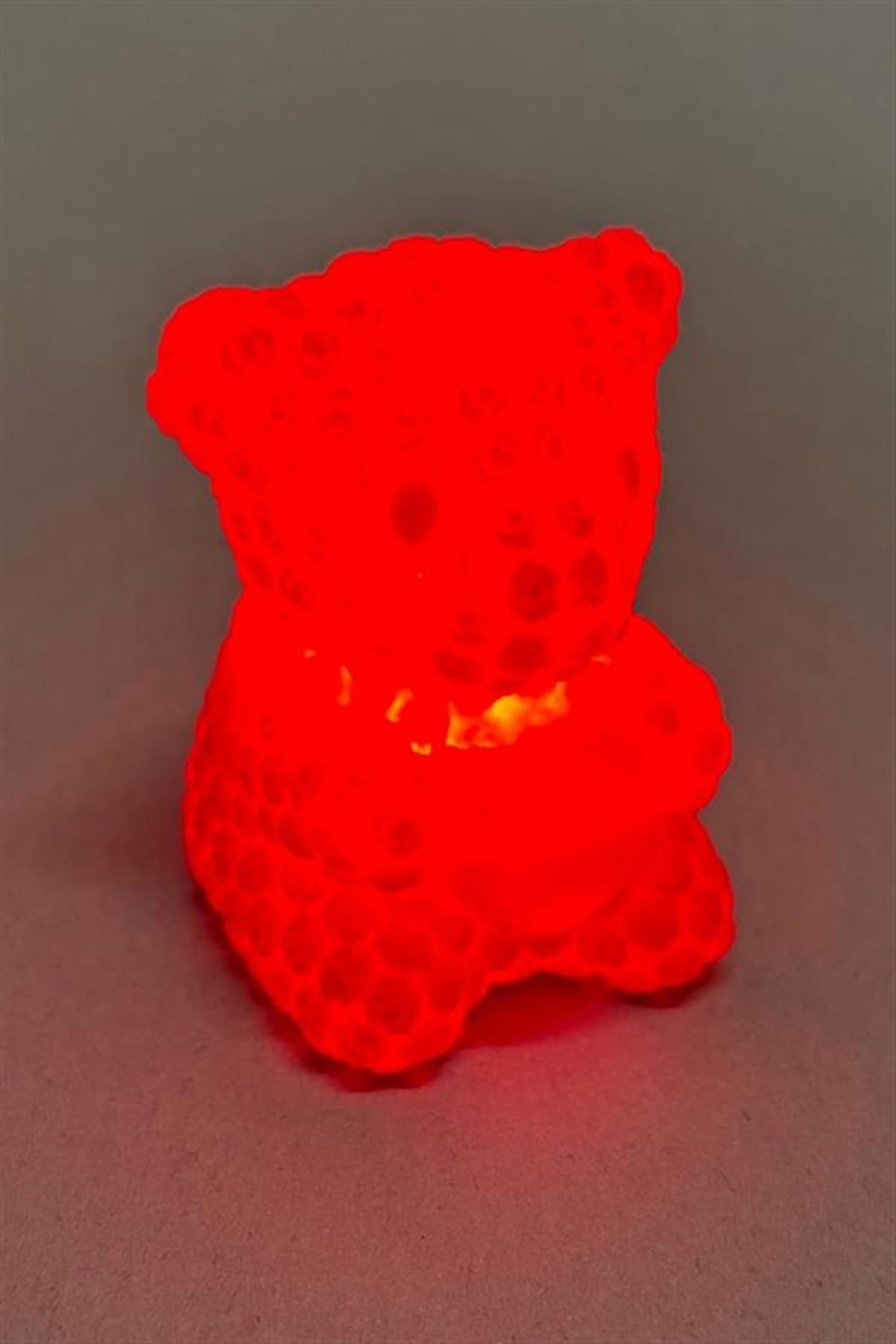 Işıklı Ayıcık Led Lamba 7 cm - Kırmızı