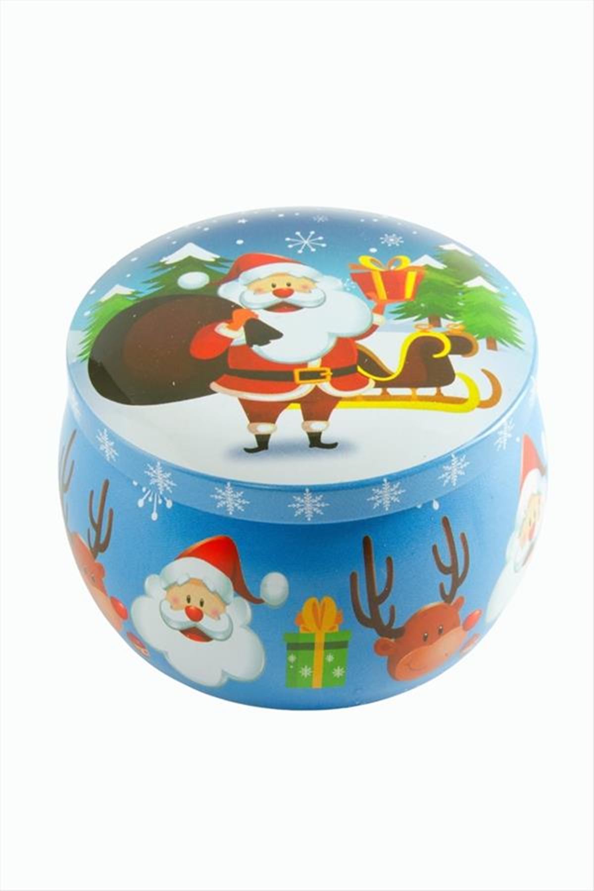 Noel Baba Yılbaşı Kapaklı Mum 6 cm - Mavi
