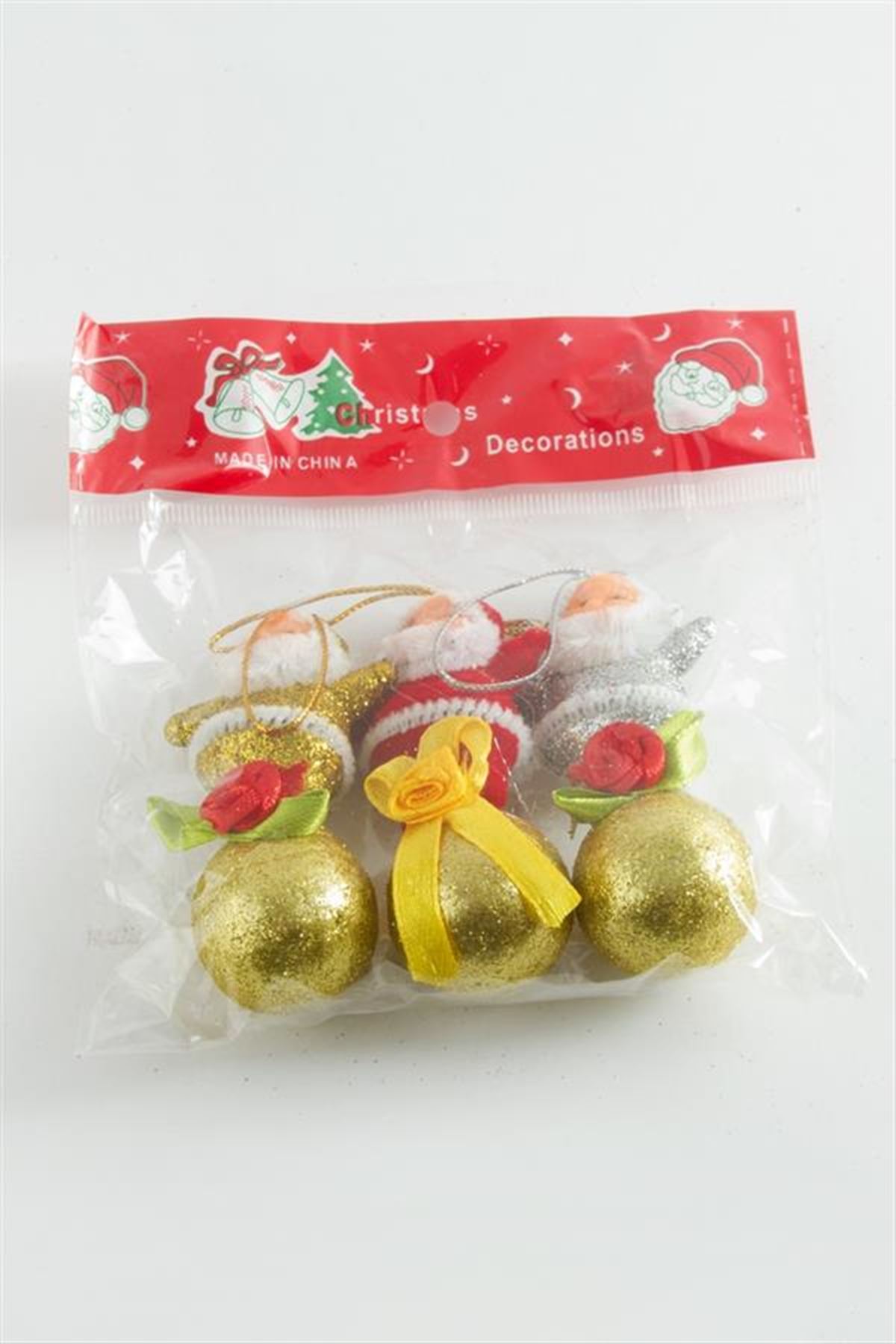 3 Adet Noel Baba Yılbaşı Ağaç Süsü - Ebruli