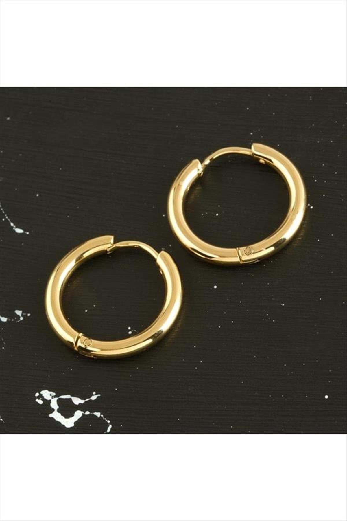 Çelik Halka Küpe 1,5 cm - Sarı