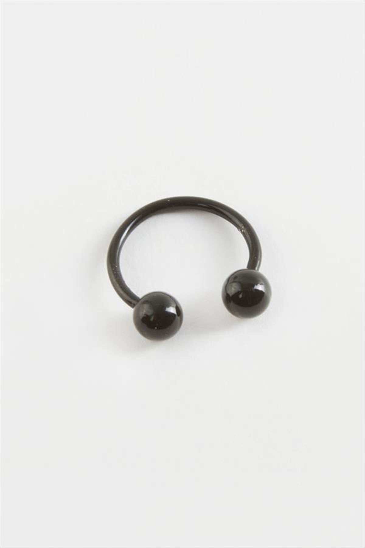 1 cm Septum Çelik Piercing 1 Adet - Siyah