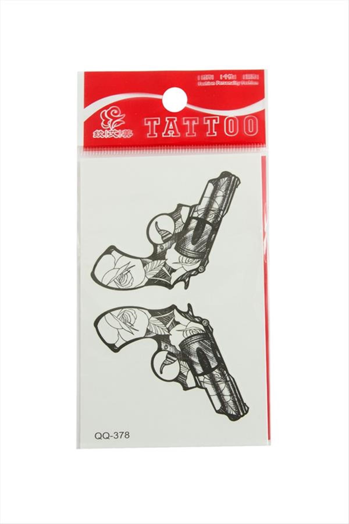 Silah Tattoo Dövme Sticker - Beyaz