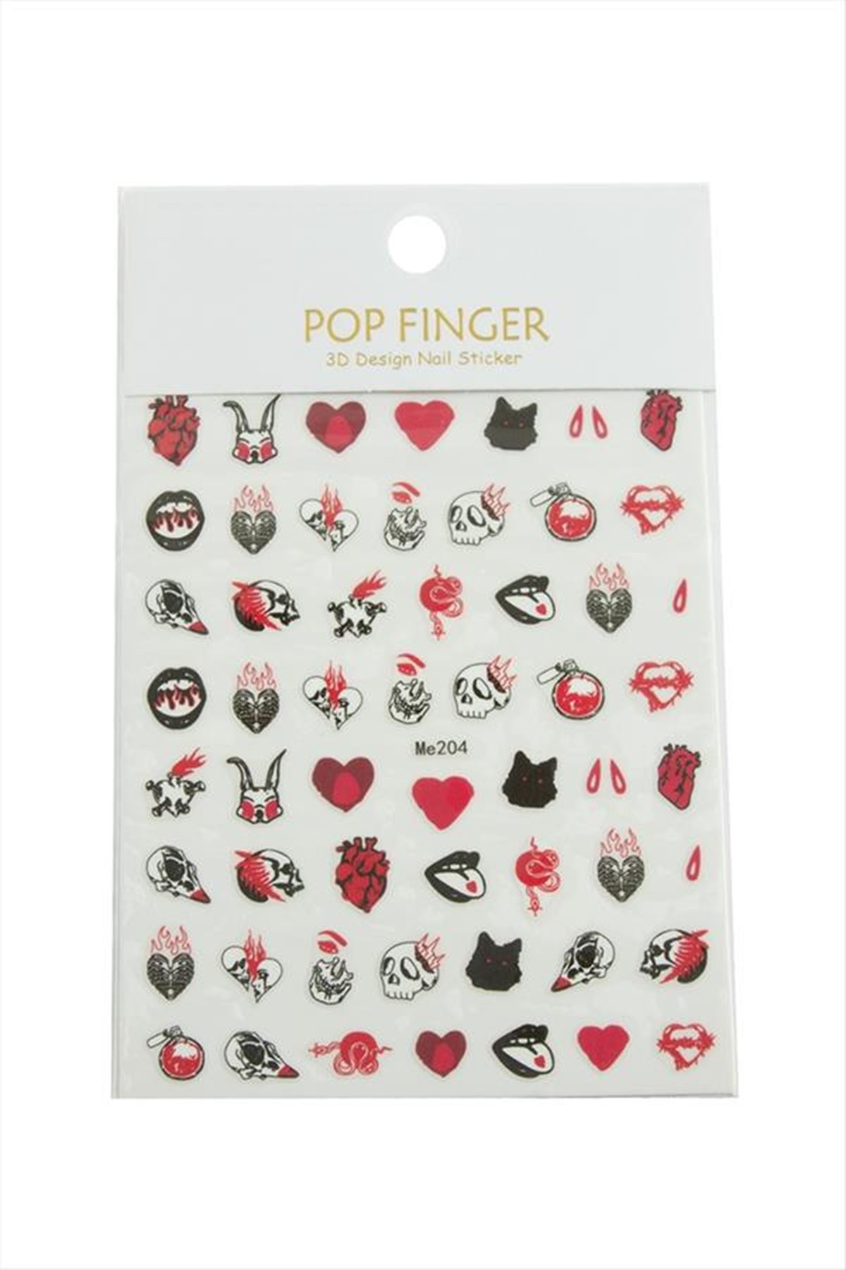 Kalp Kuru Kafa Tattoo Dövme Sticker - Kırmızı