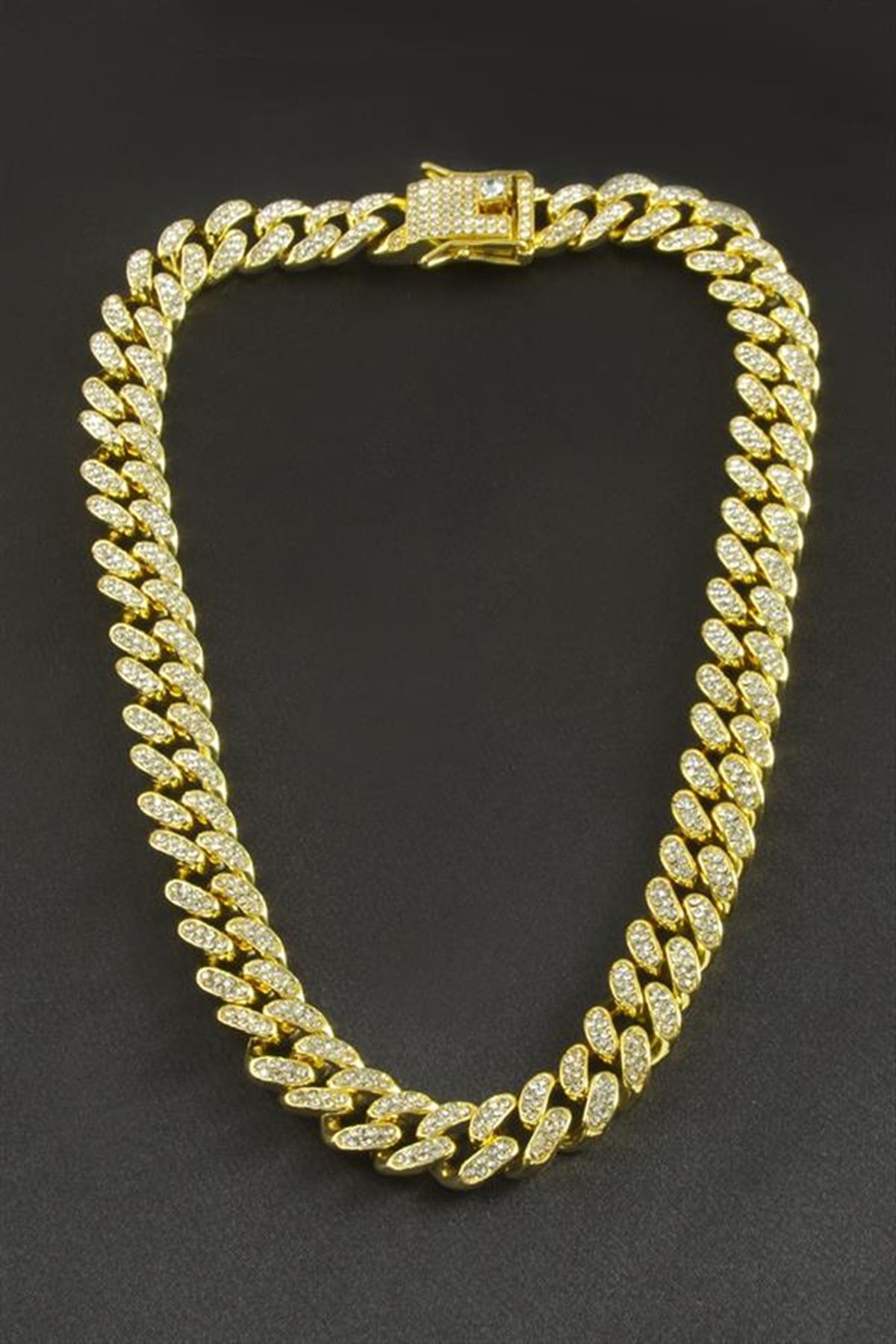 Chain Zirkon Taşlı Lüks Çelik Kolye - Gümüş Rengi