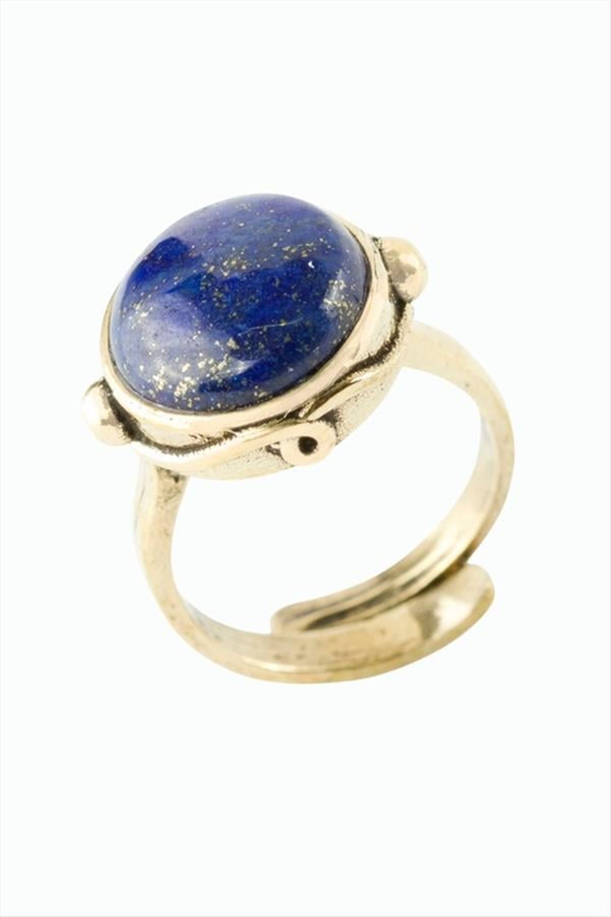 Yuvarlak Doğaltaşlı Otantik Yüzük - Lapis