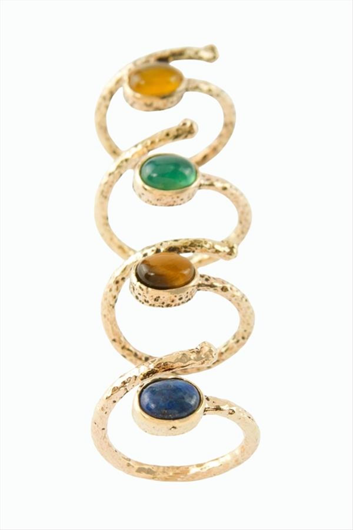 Oval Doğaltaşlı Otantik Yüzük - Lapis