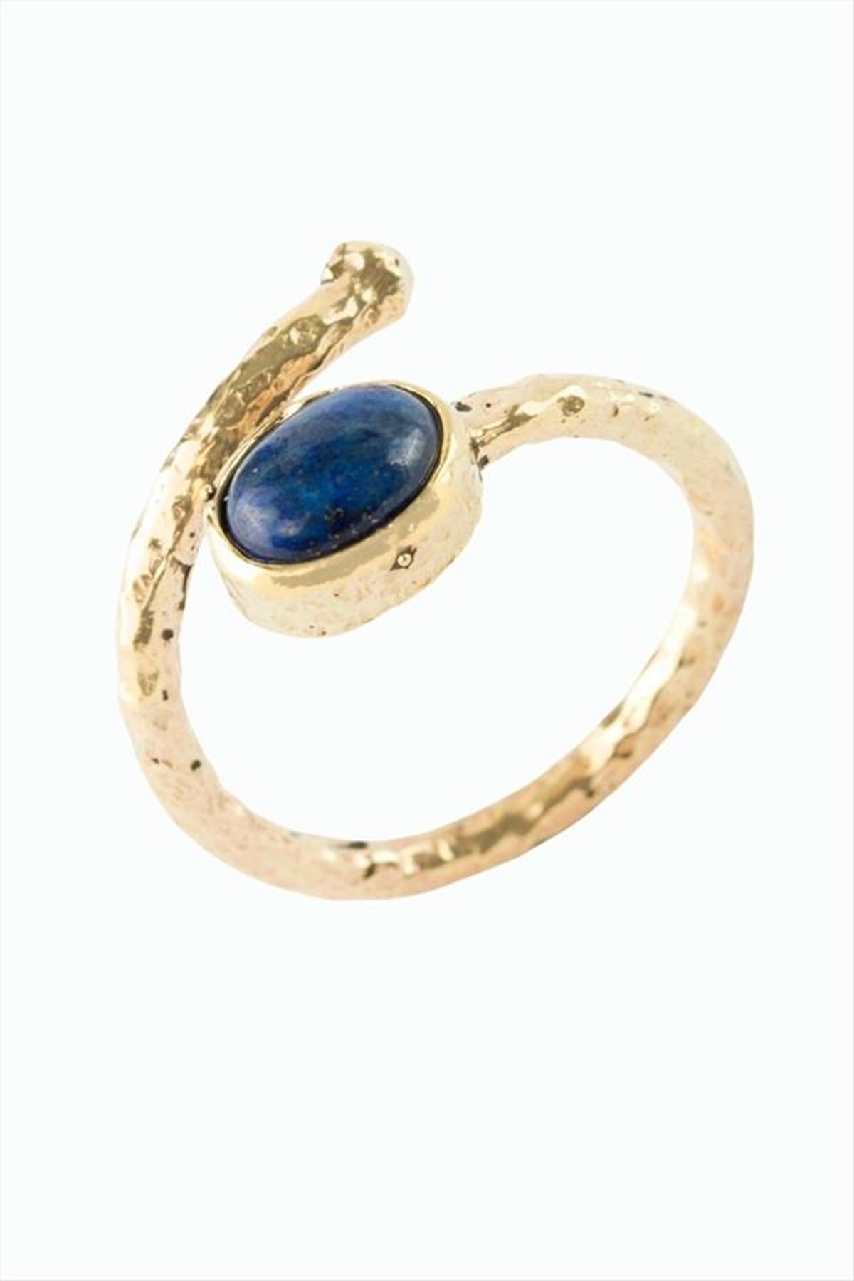 Oval Doğaltaşlı Otantik Yüzük - Lapis
