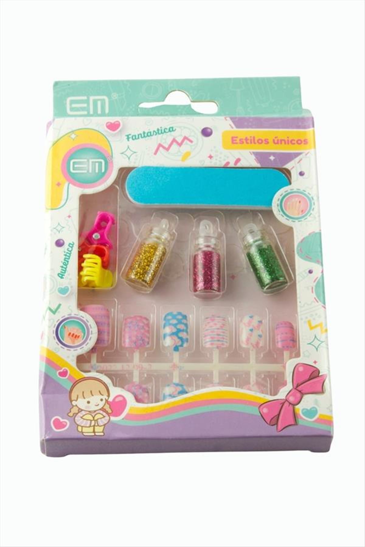 Set Çocuk Takma Tırnak - Ebruli
