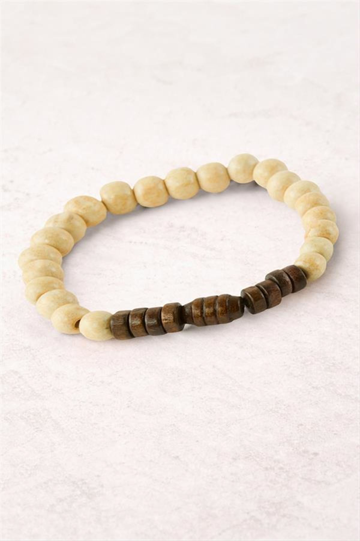 Bambu Ahşap Bileklik 8 mm - Krem