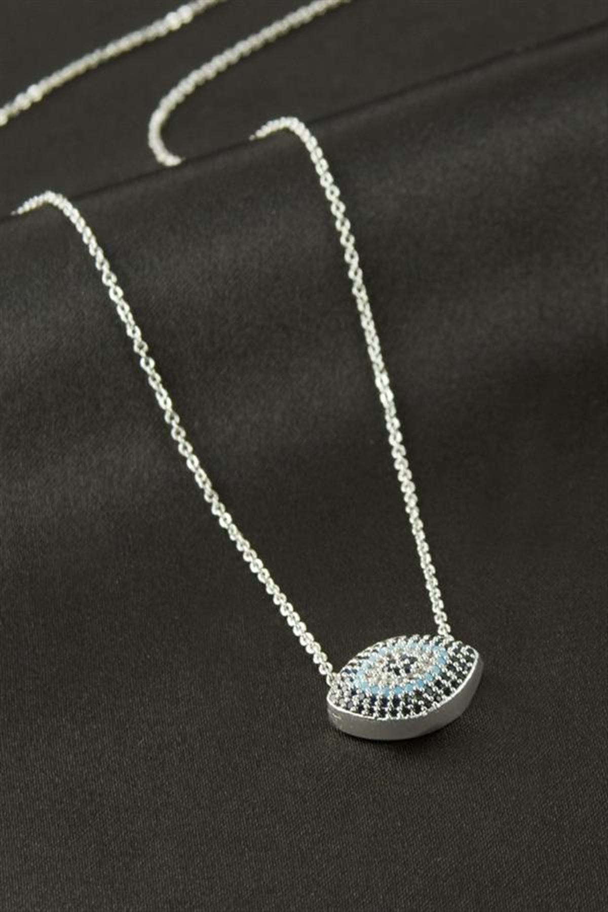 Oval Zirkon Taşlı Kolye - Sarı