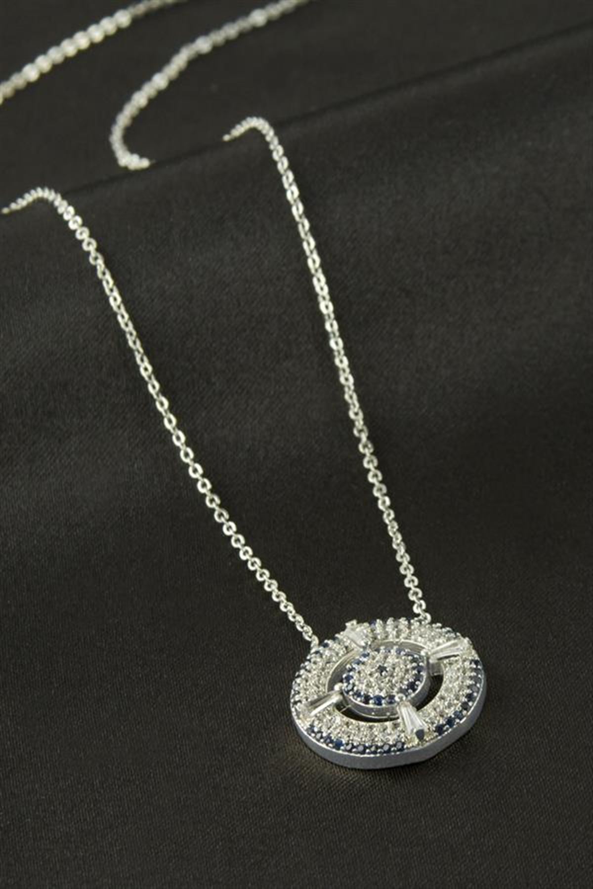 Göz Zirkon Taşlı Kolye - Gümüş Rengi