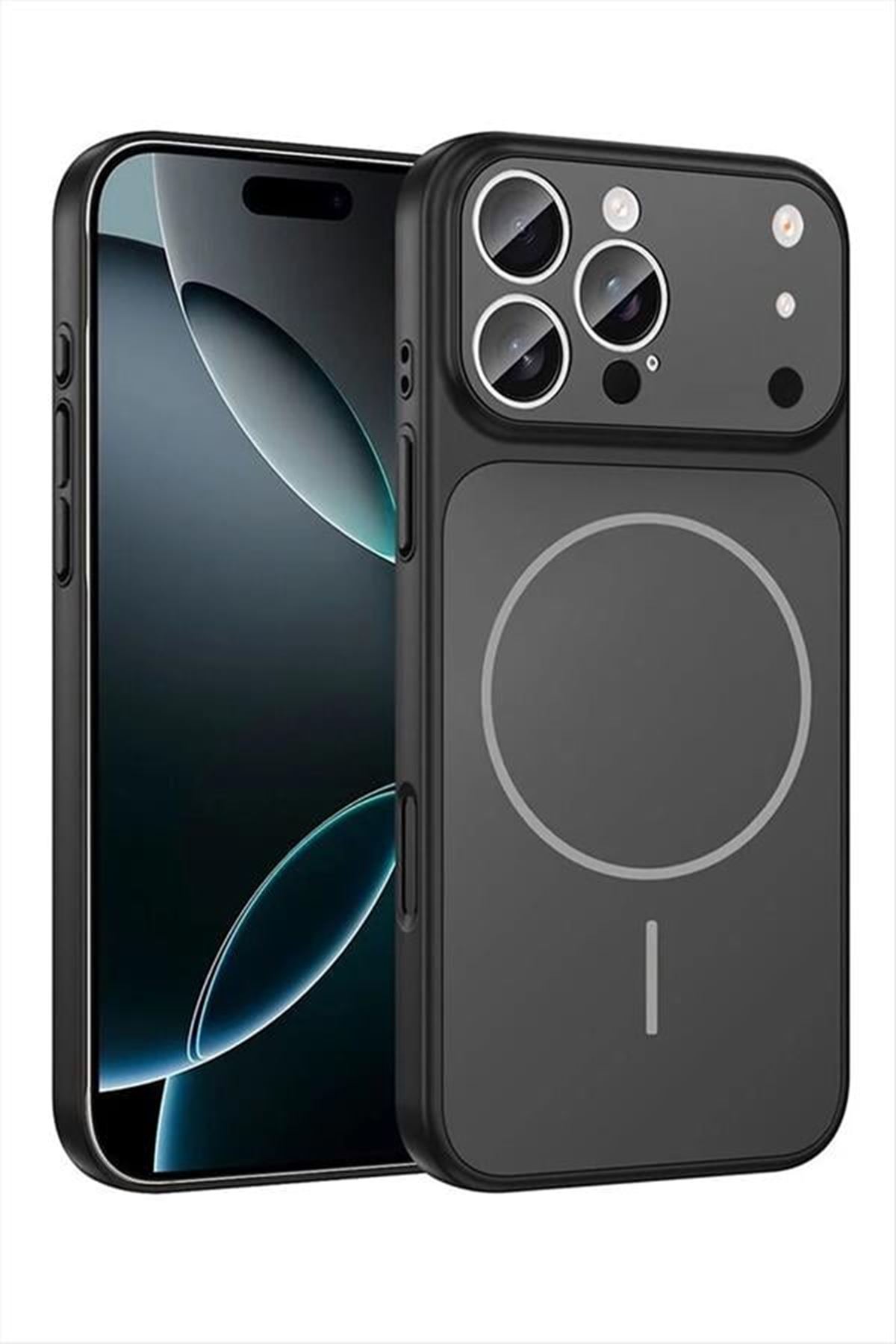 İphone 13 Pro Uyumlu 17 Pro Max Görünümlü Magsaff Kapak Kılıf - Turuncu