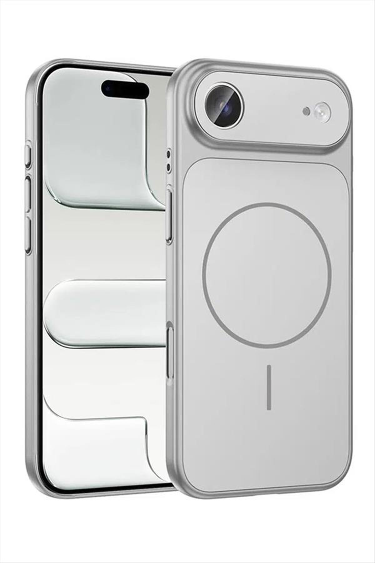 İphone 17 Air Uyumlu Magsaff Kapak Kılıf - Gri