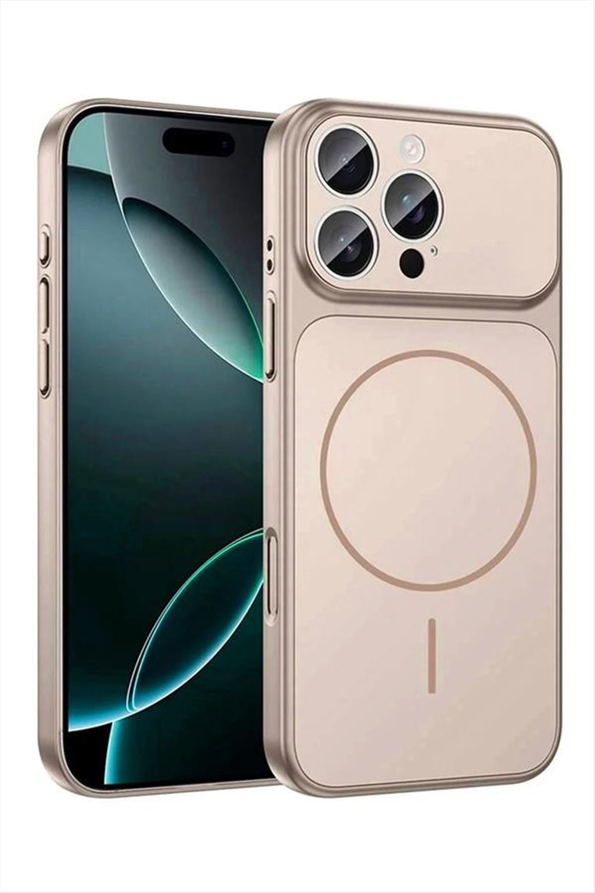 İphone 15 Uyumlu Magsaff Kapak Kılıf - Vizon