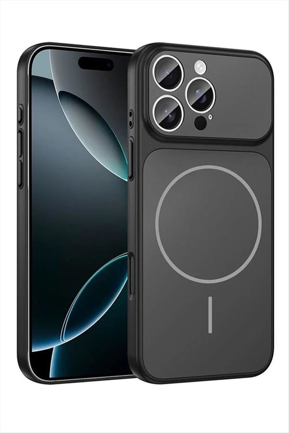 İphone 15 Uyumlu Magsaff Kapak Kılıf - Siyah