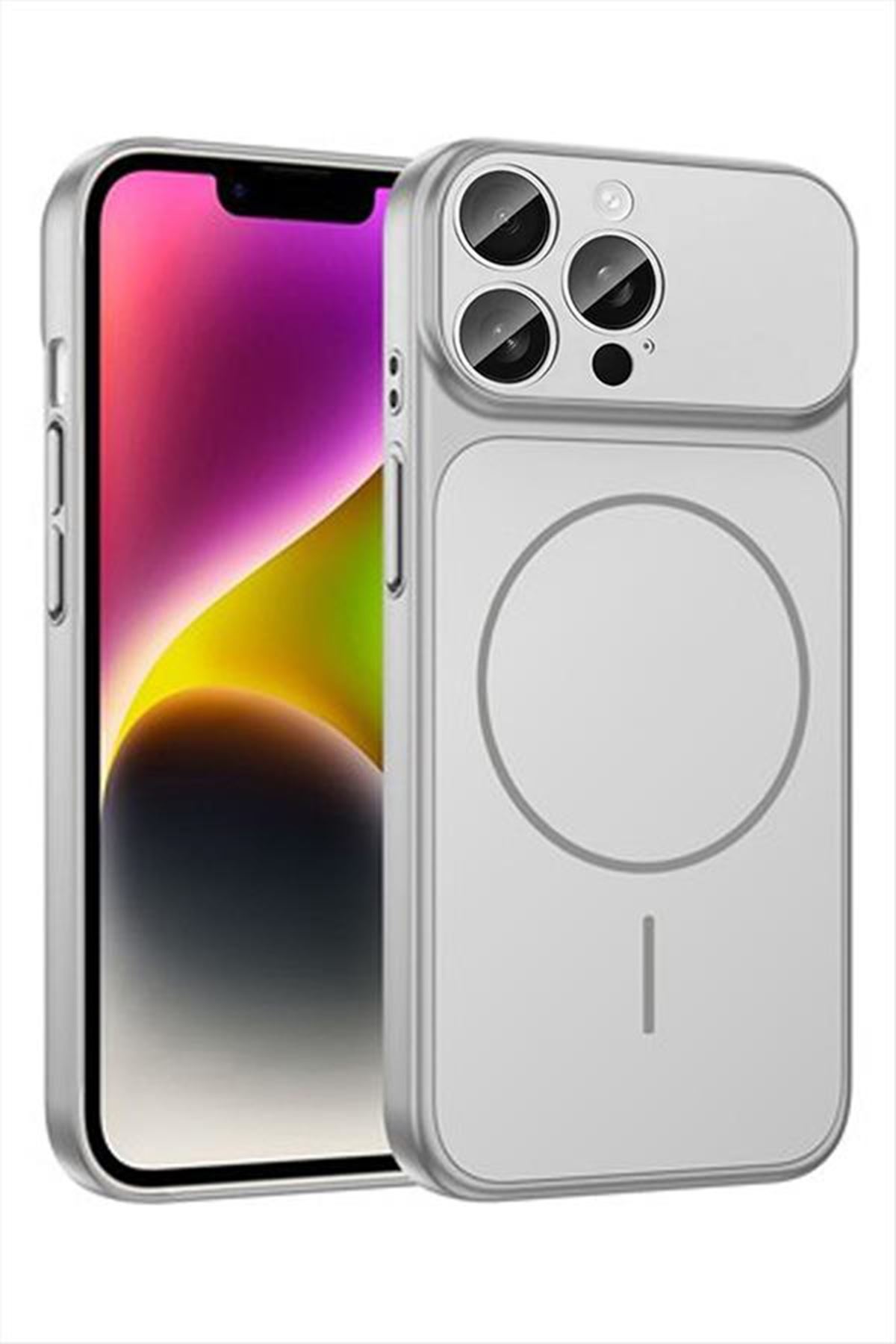 İphone 15 Uyumlu Magsaff Kapak Kılıf - Gri