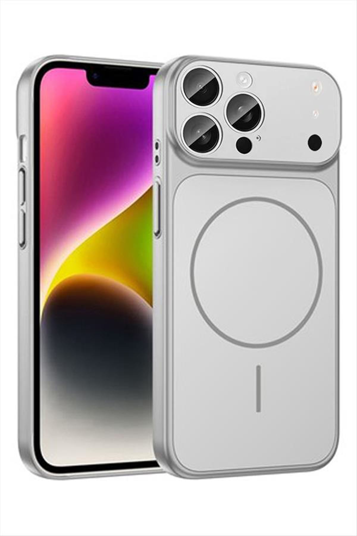 İphone 16 Pro Max Uyumlu 17 Pro Max Görünümlü Magsaff Kapak Kılıf - Gri