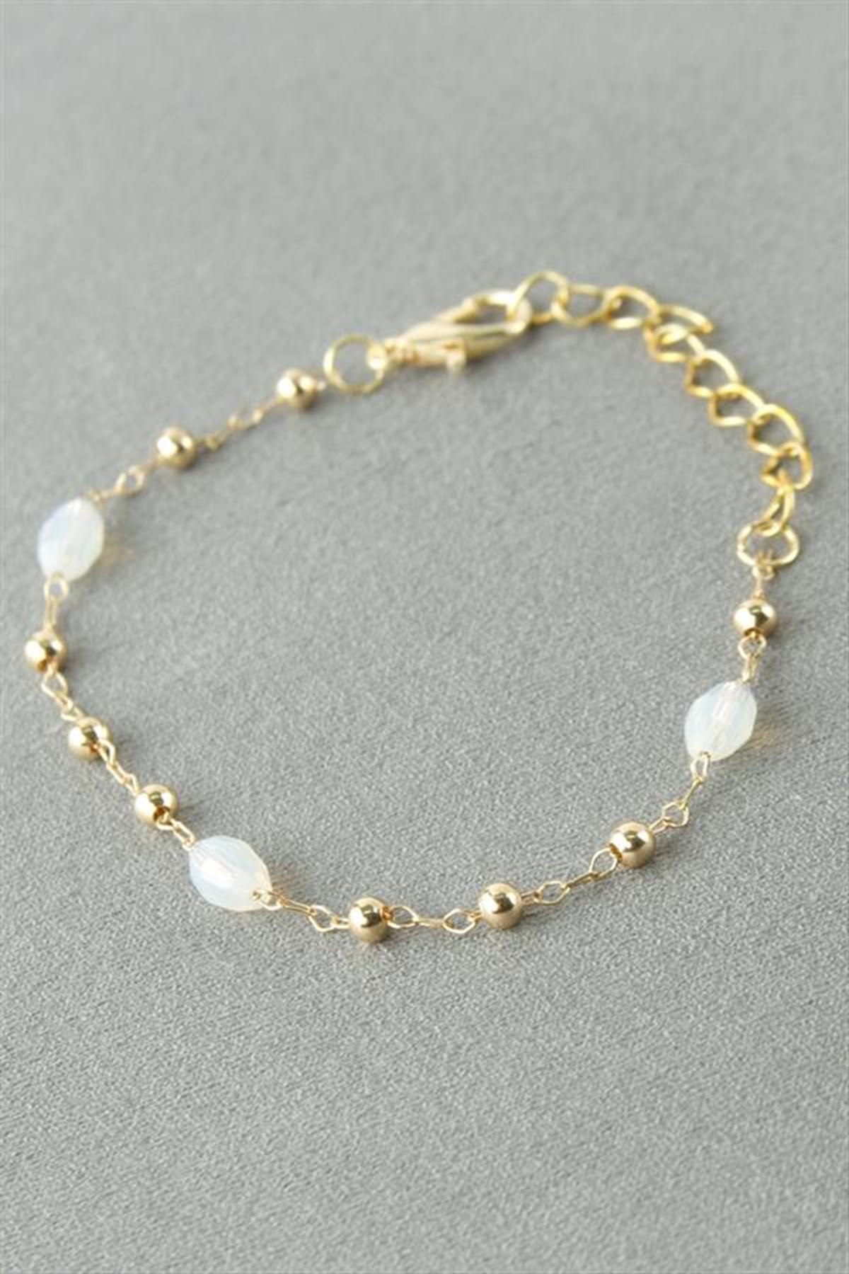 Oval Kristal Taşlı Bileklik - Açık Mavi-1