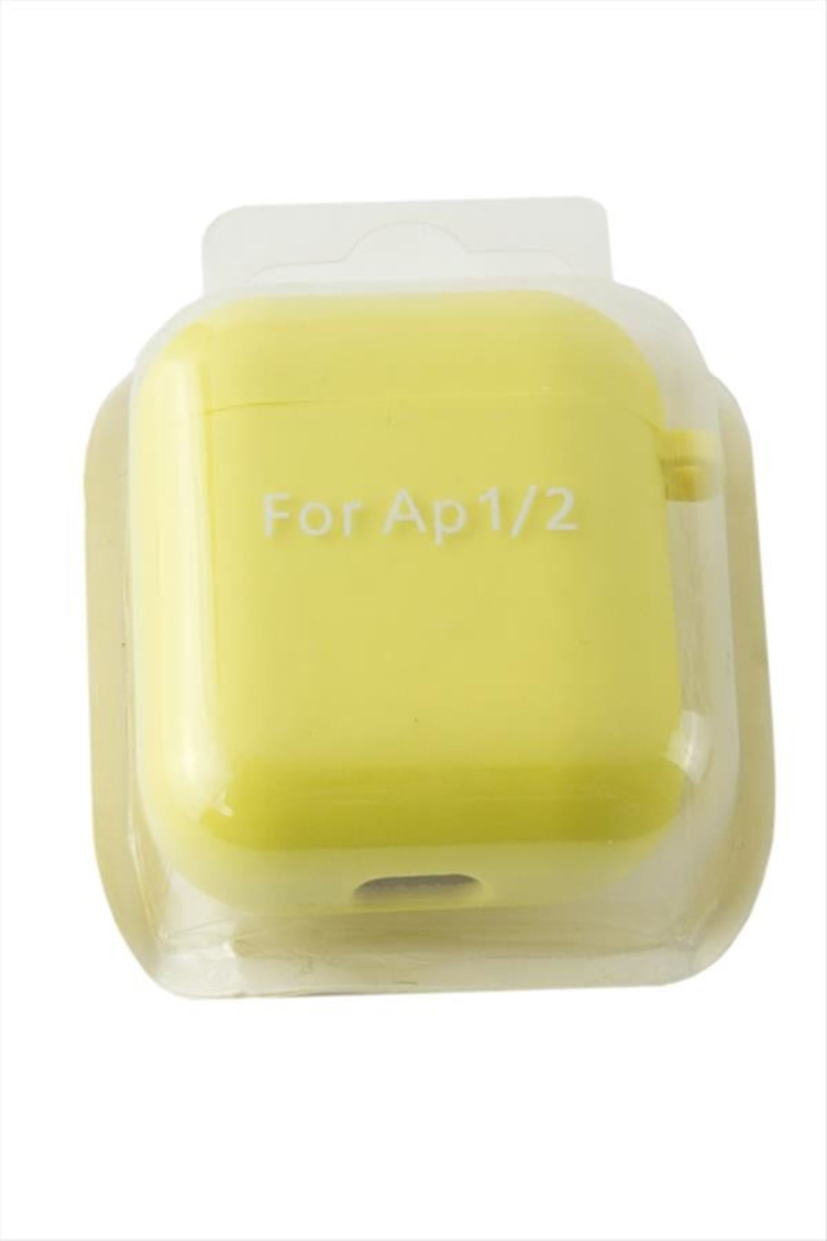 Airpods 1-2 Nesil Uyumlu Kablosuz Silikonlu Kulaklık Kılıfı  - Sarı