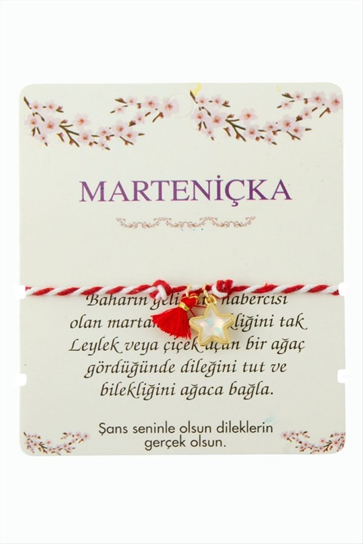 Yıldız Püskül Marteniçka İp Bileklik - Kırmızı