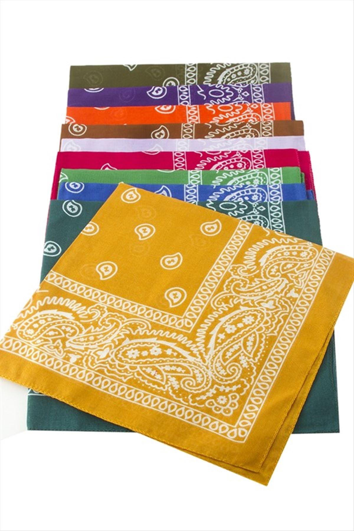 Çini Desenli Bandana 50*50 - Turuncu