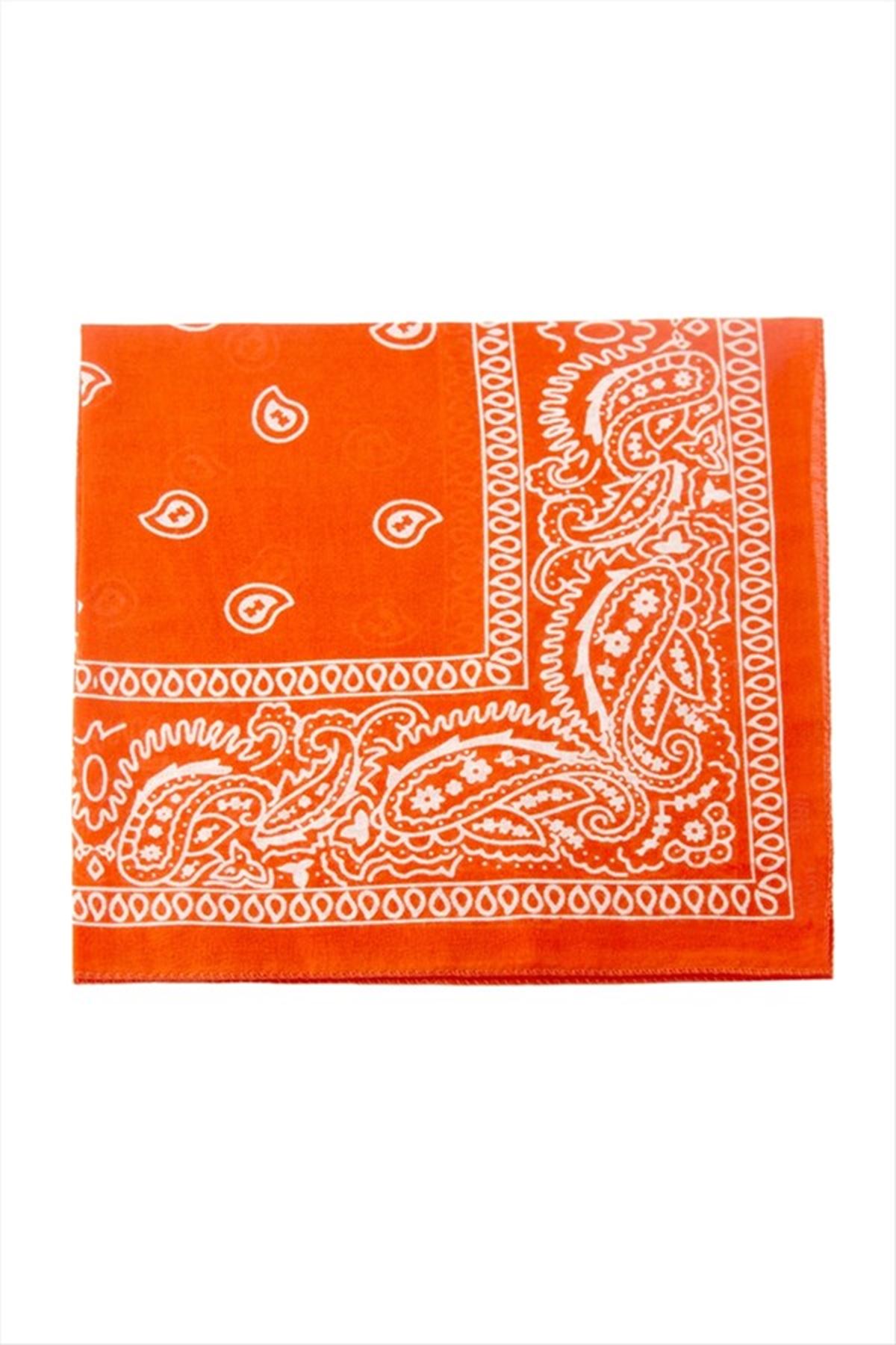 Çini Desenli Bandana 50*50 - Turuncu