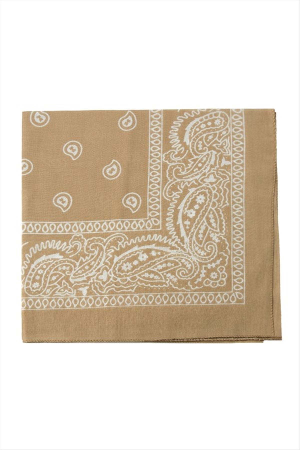 Çini Desenli Bandana 50*50 - Sütlü Kahve