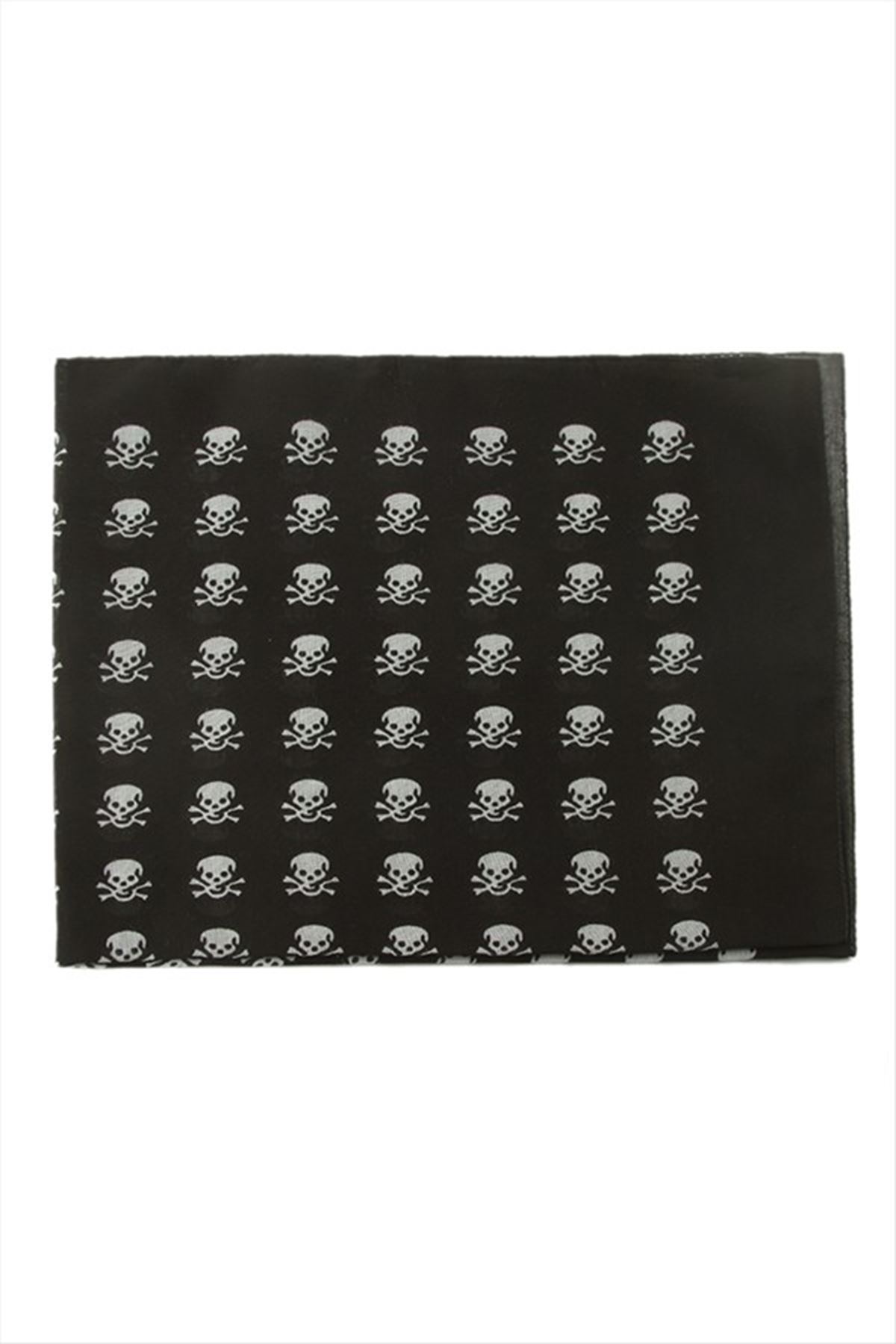 Kuru Kafa Desenli Bandana 50*50 - Siyah