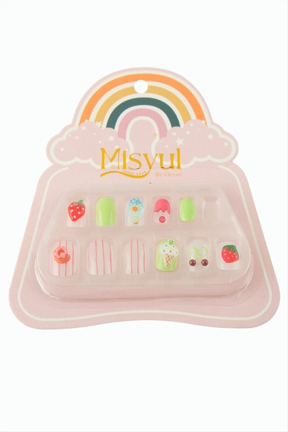 Gökkuşağı Çocuk Takma Tırnak - Açık Pembe