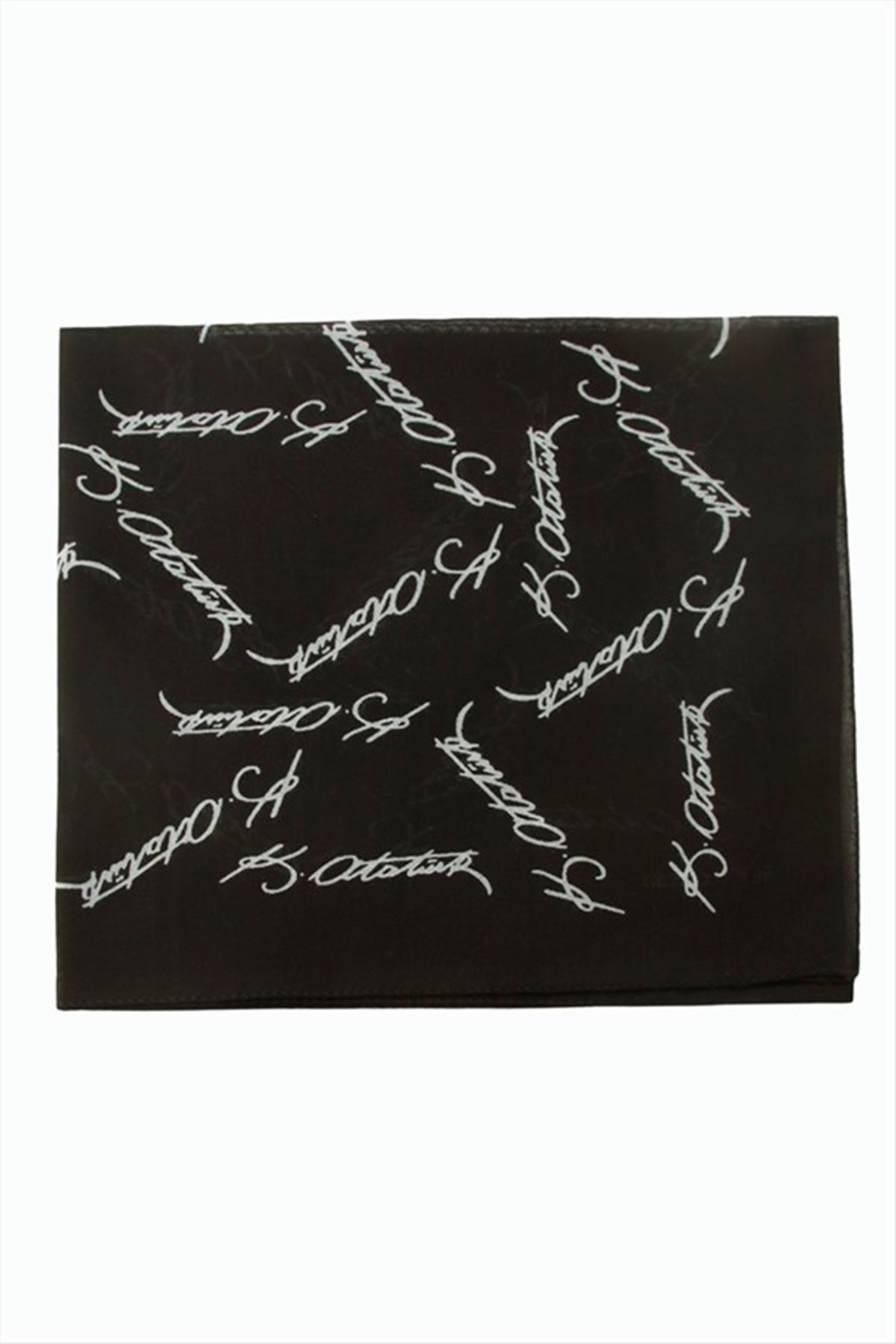 Atatürk İmzalı Desenli Bandana 50*50 - Siyah