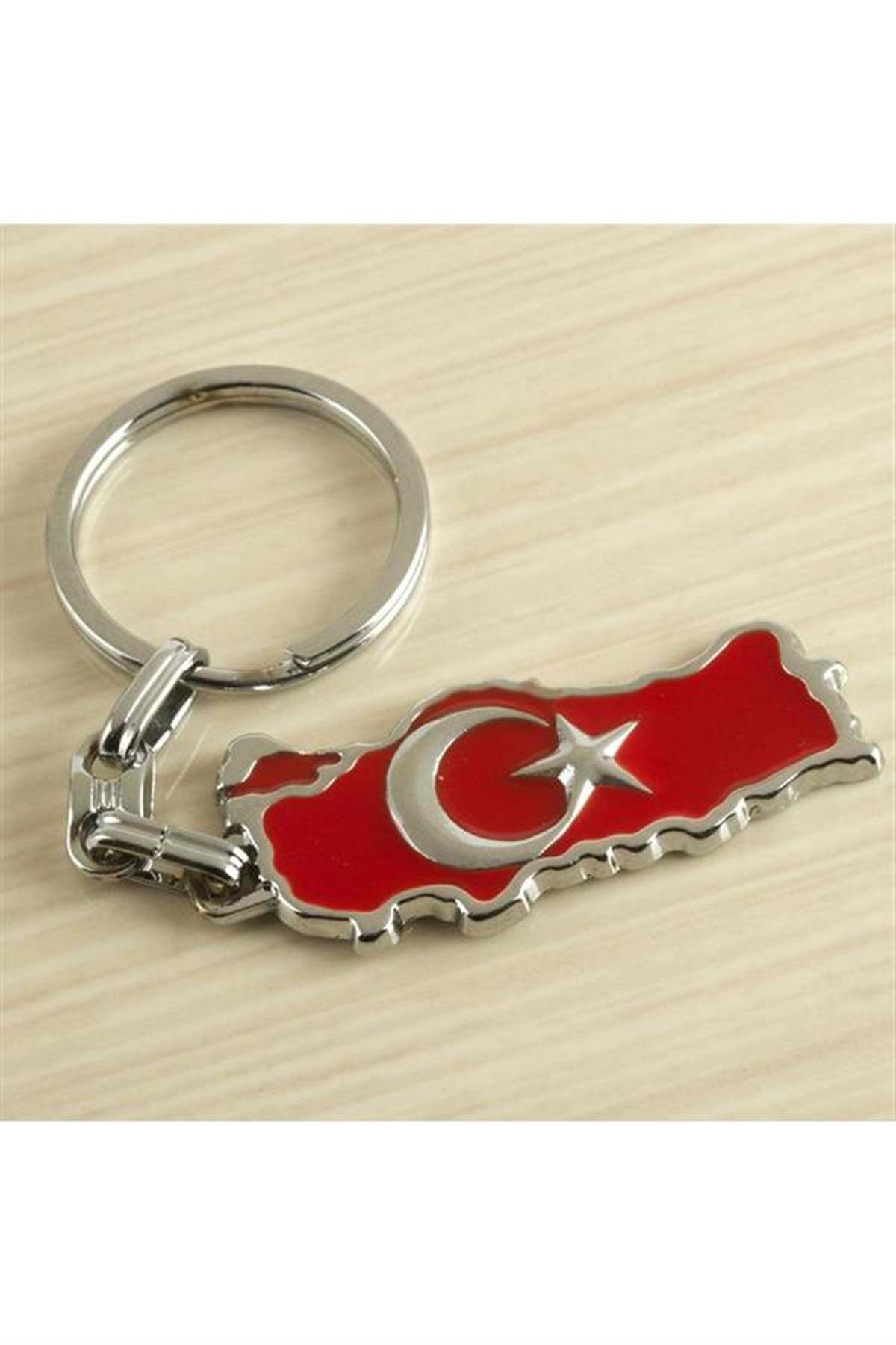 Ay Yıldız Metal Anahtarlık - Kırmızı