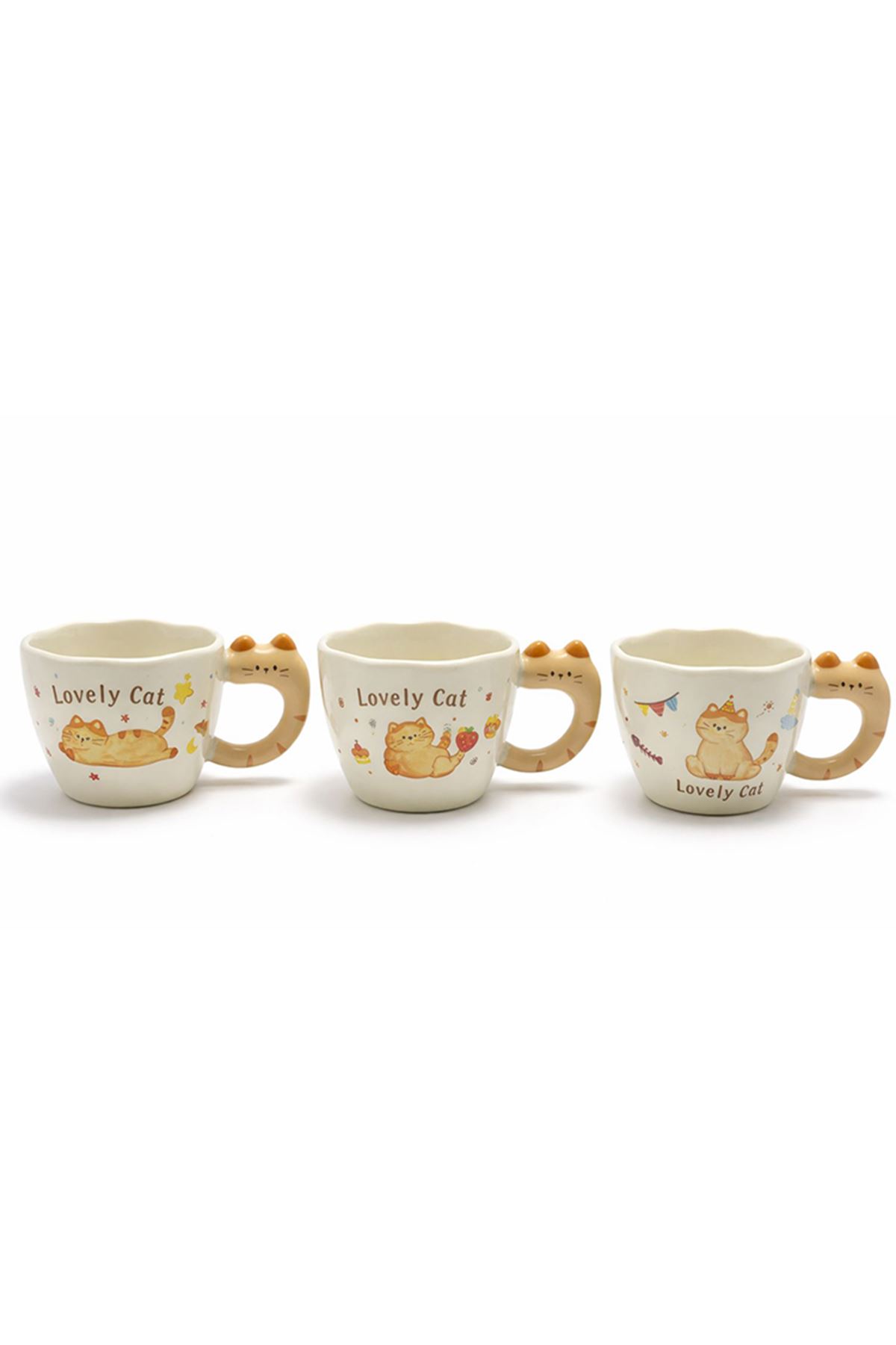 3D Kedi Kuyruk Detaylı Kupa Bardak