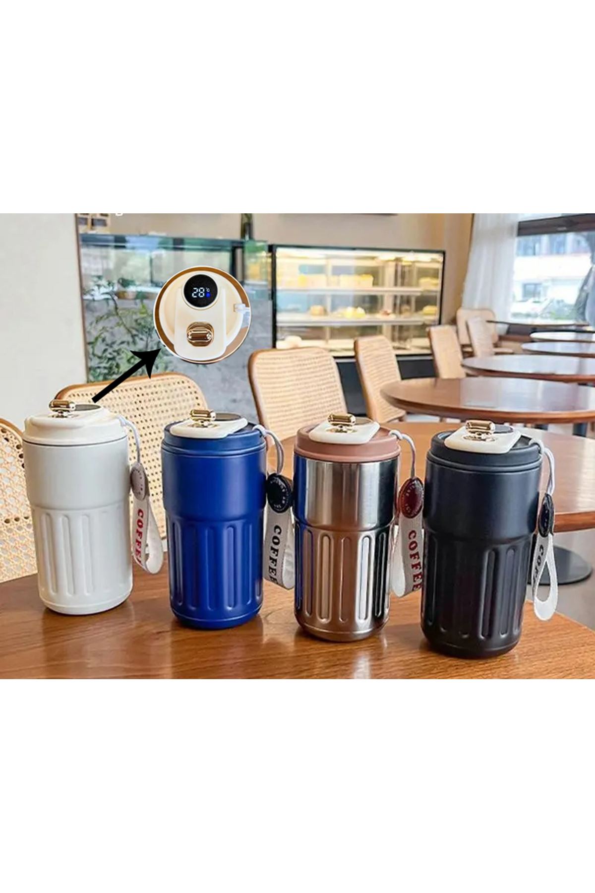 Charm Detaylı Ve Derece Göstergeli Vakumlu Mug Termos Bardak 480 ml