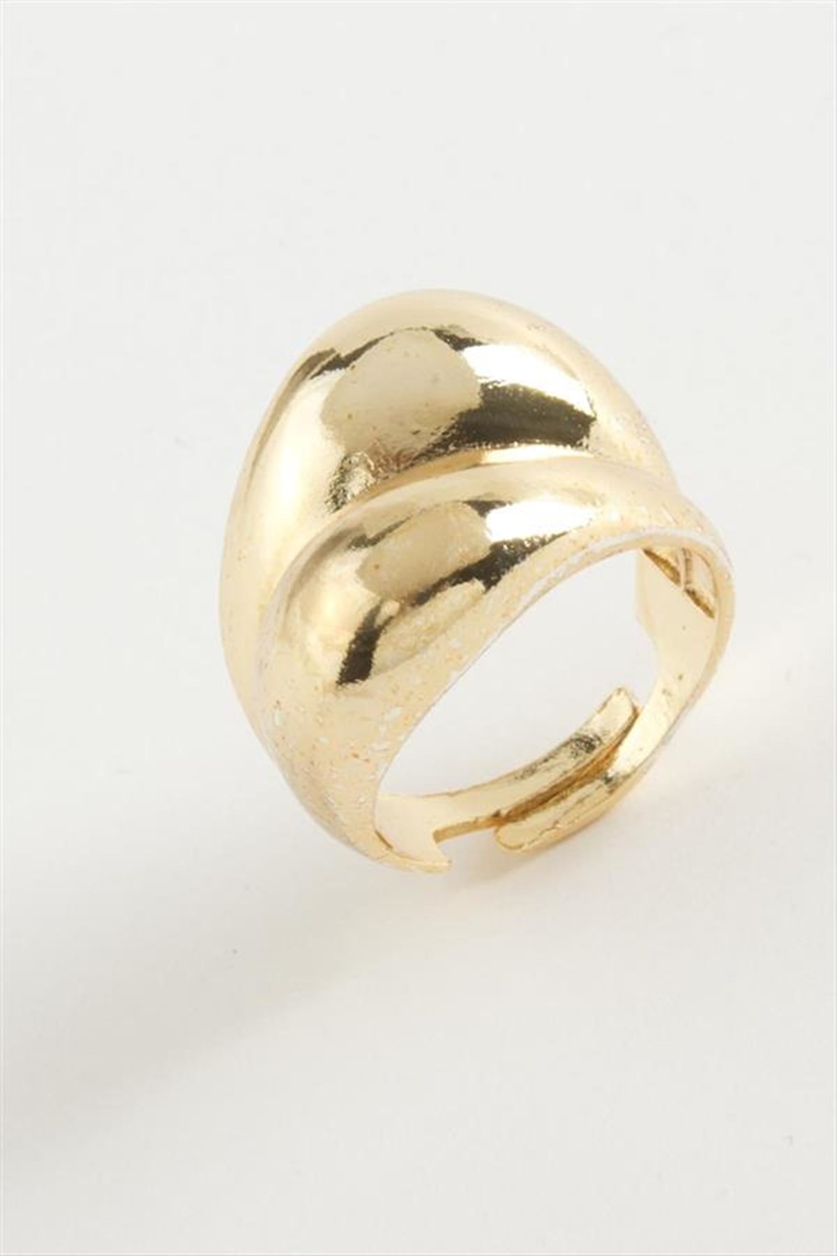 Oval Metal Yüzük - Sarı