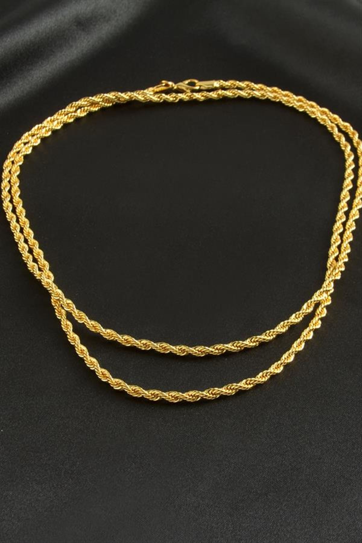 Burgulu Zincir Kolye 80 cm - Sarı