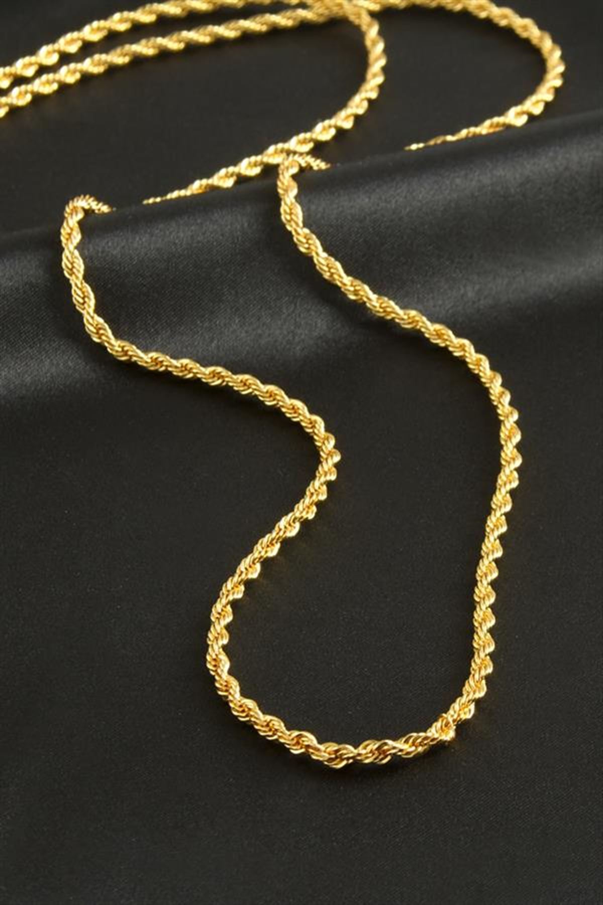 Burgulu Zincir Kolye 80 cm - Sarı