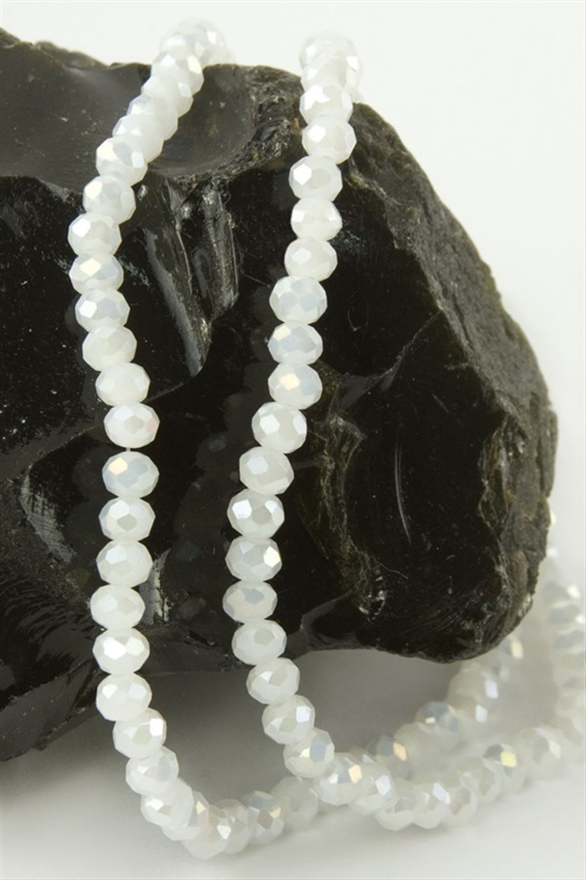 Renkli Kristal Dizi Taş 4 mm - Beyaz